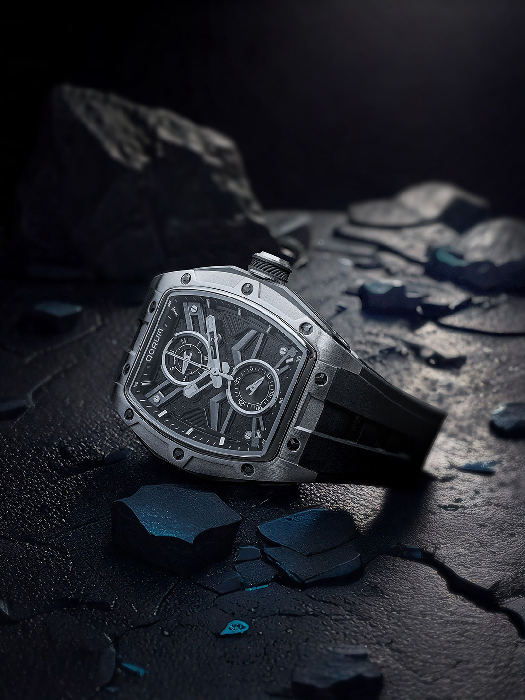 QORUM INDIA Men Equinox Skeleton Dial & Analogue Watch QI 9159 G-1-Black Dial