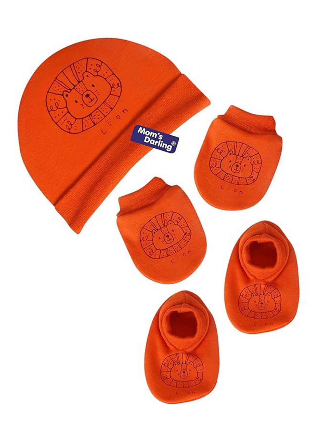 Mom's Darling Kids Printed Cotton Cap, Mitten, Booties Apparel Gift Set