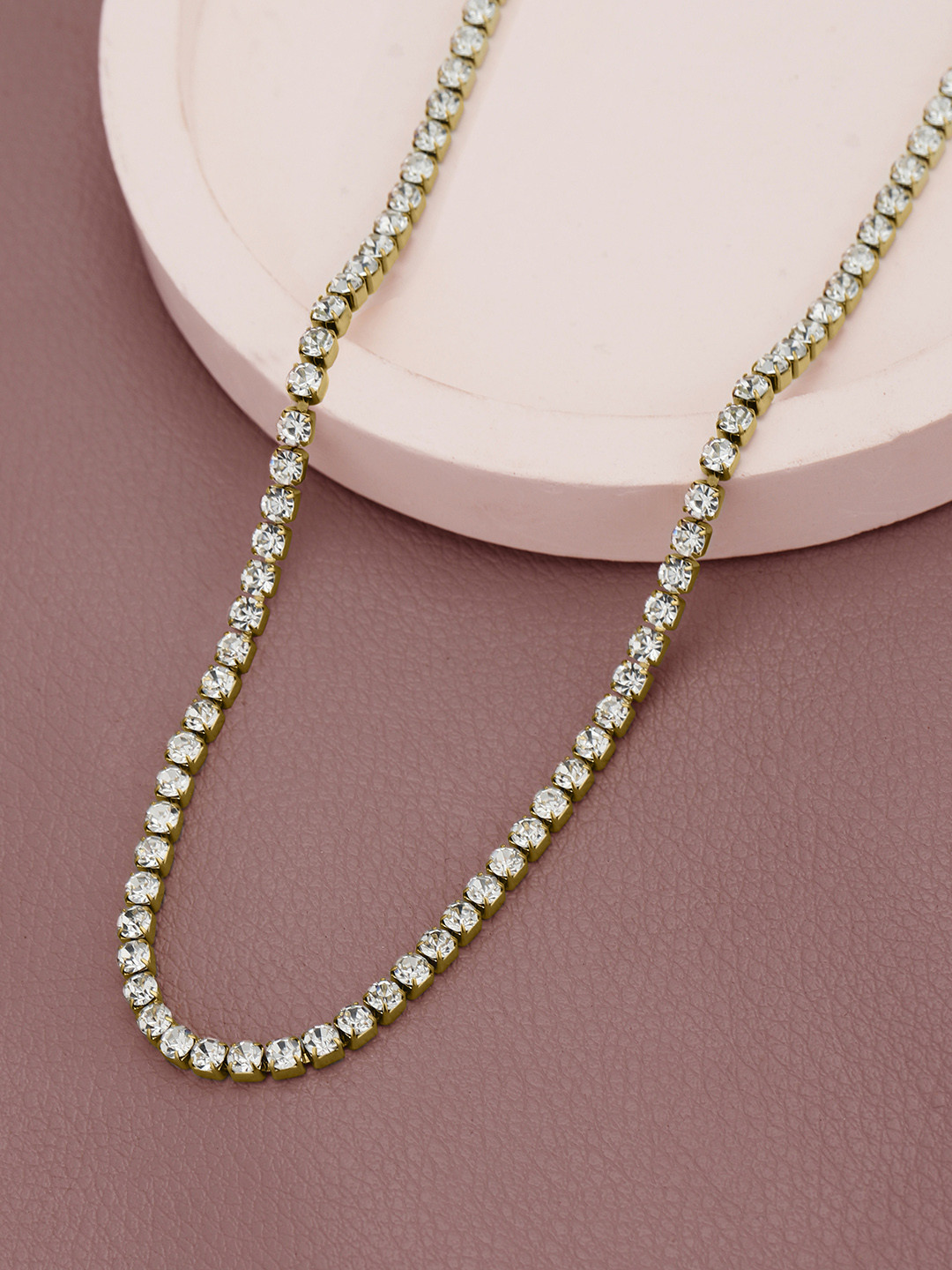 Gold Plated CZ Tennis Necklace