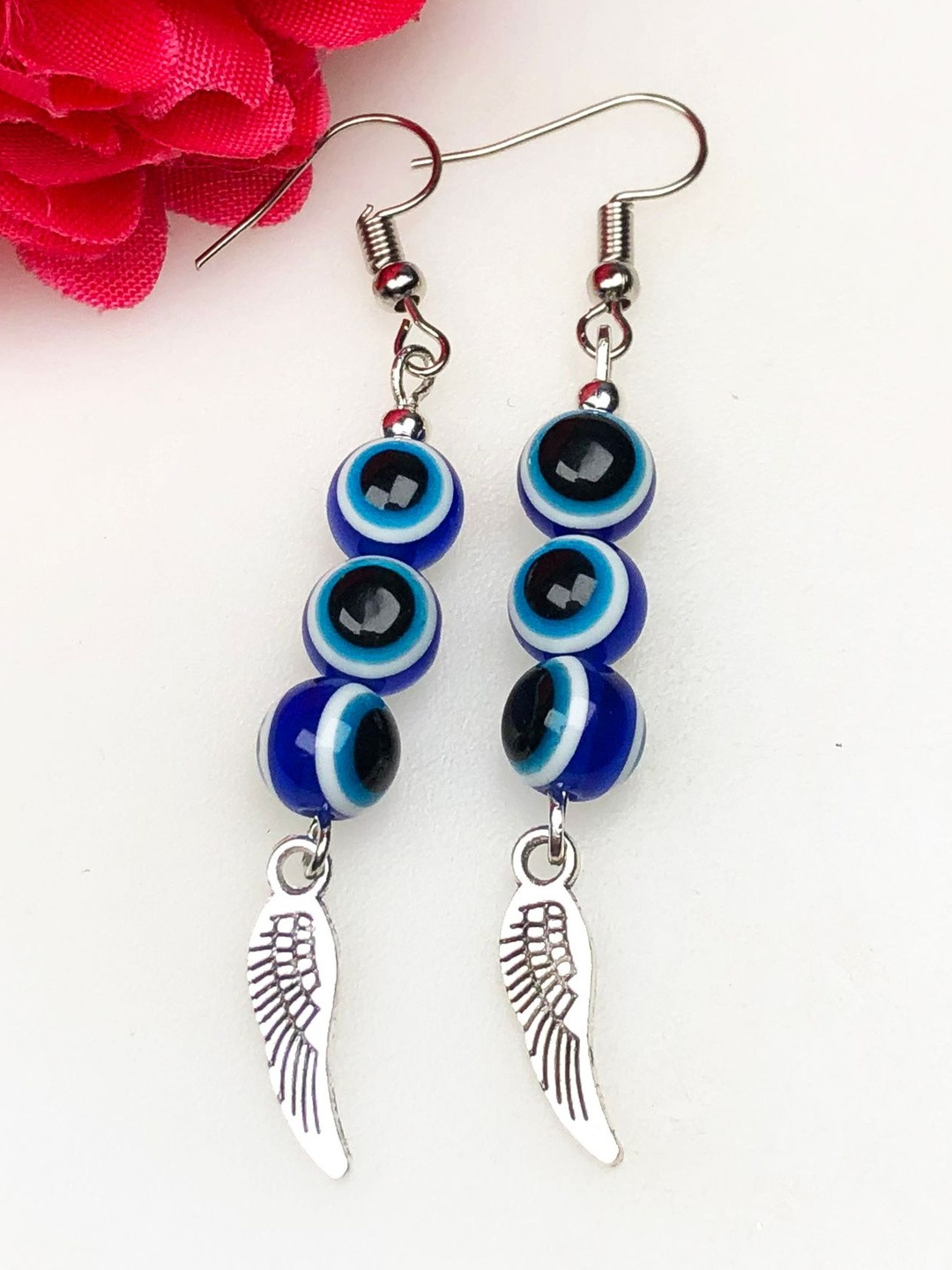 Zhupuk Evil Eye Silver-Plated Quirky Drop Earrings