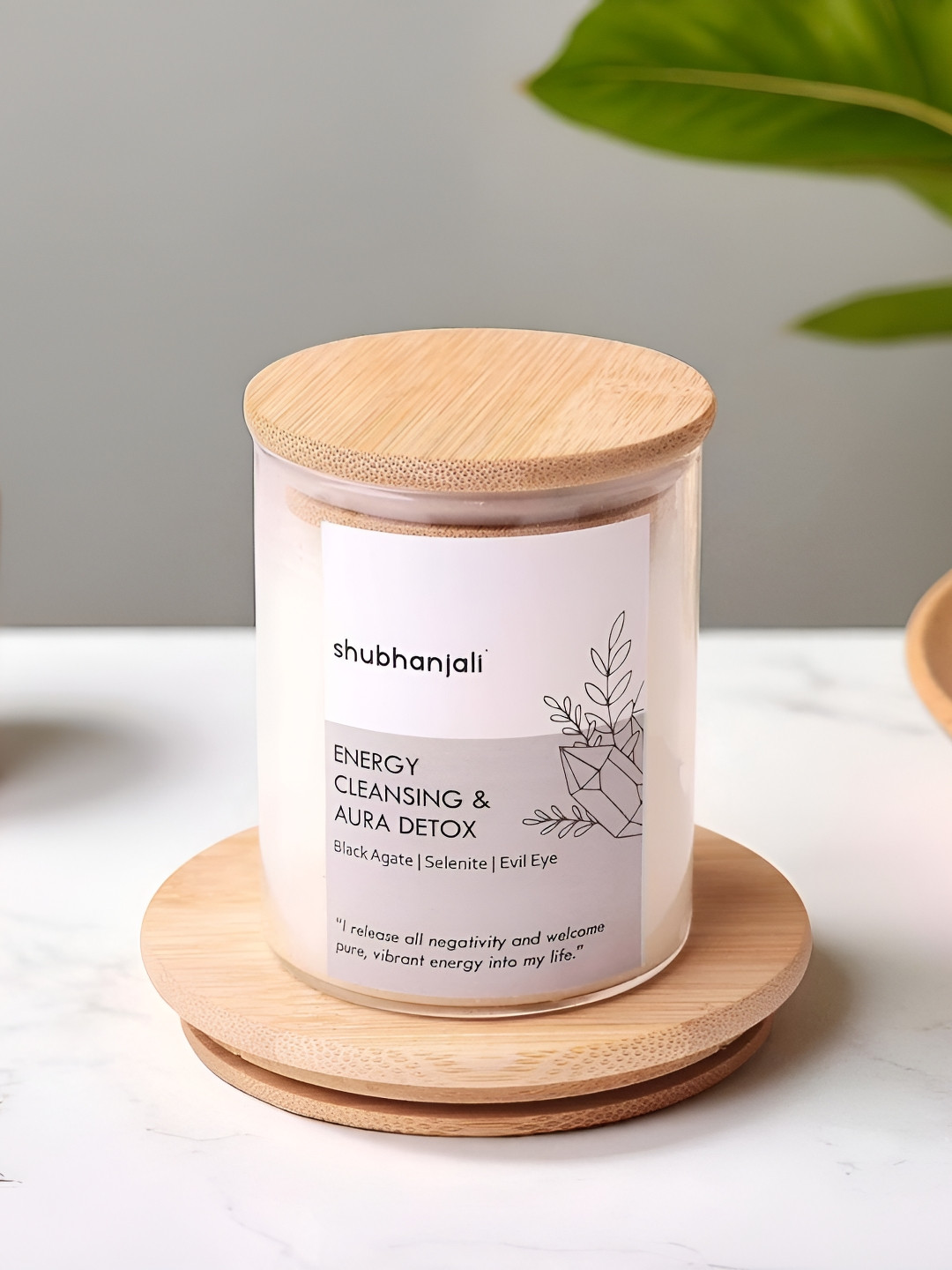 Shubhanjali Energy Cleansing & Aura Detox Jar Candle With Healing Crystals  Jar Candle