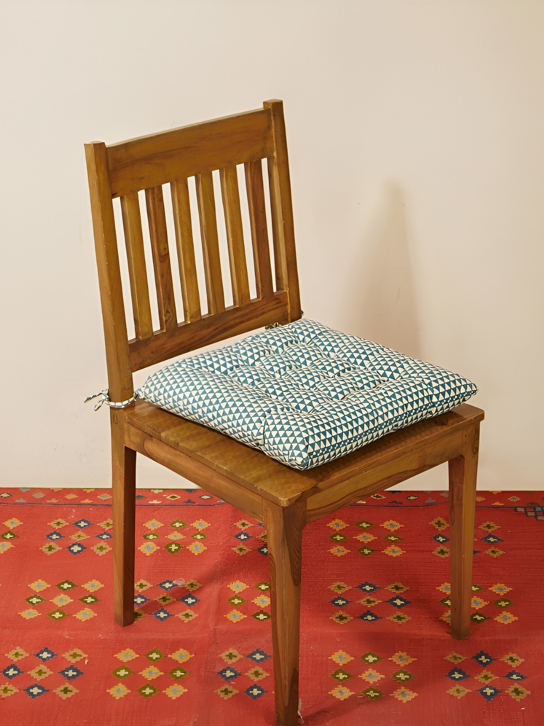 Fabindia Ambara Teal Blue Printed Cotton Chair Pads
