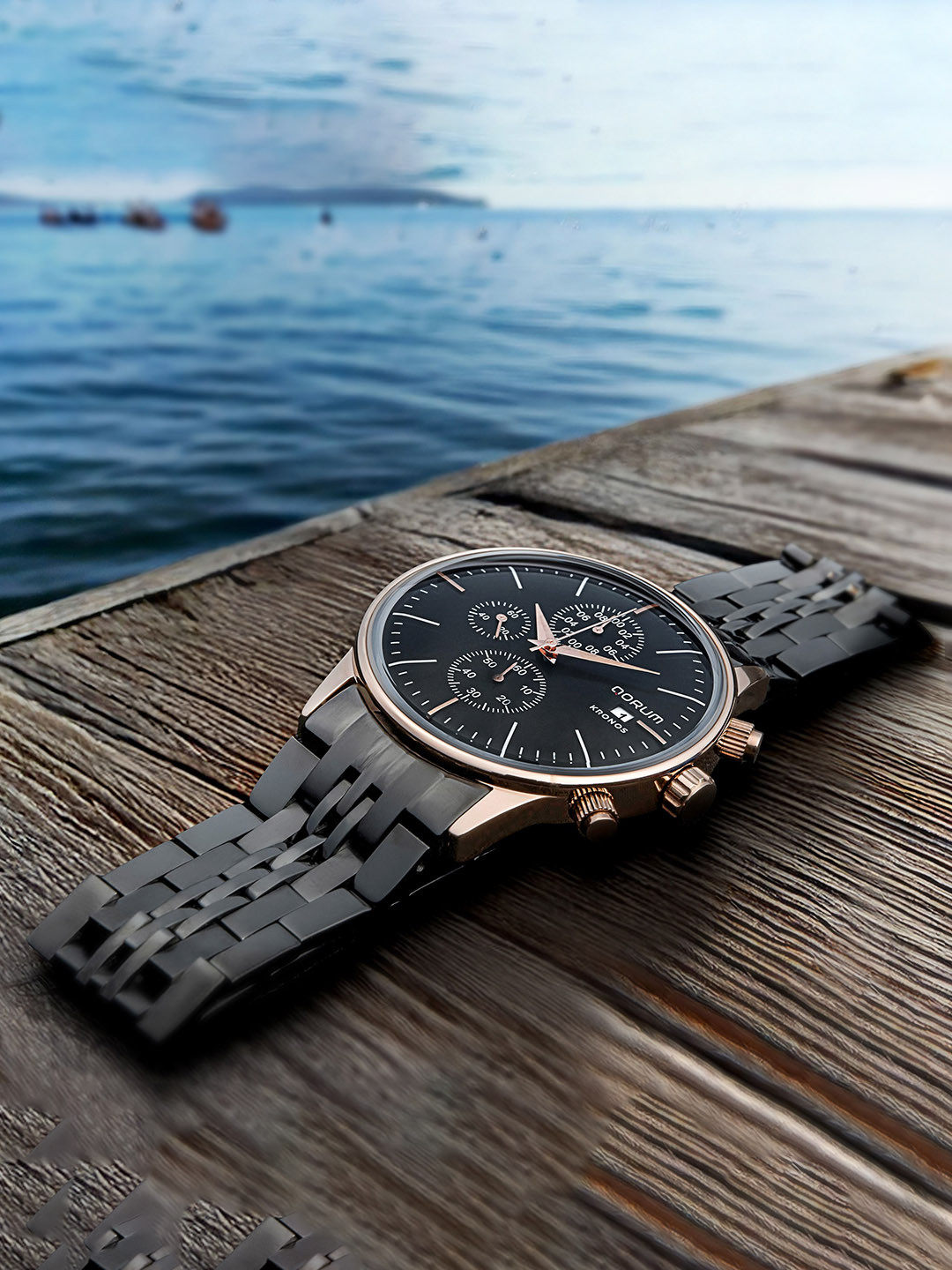 QORUM INDIA Men Stainless Steel Bracelet Style Straps Analogue Chronograph Watch