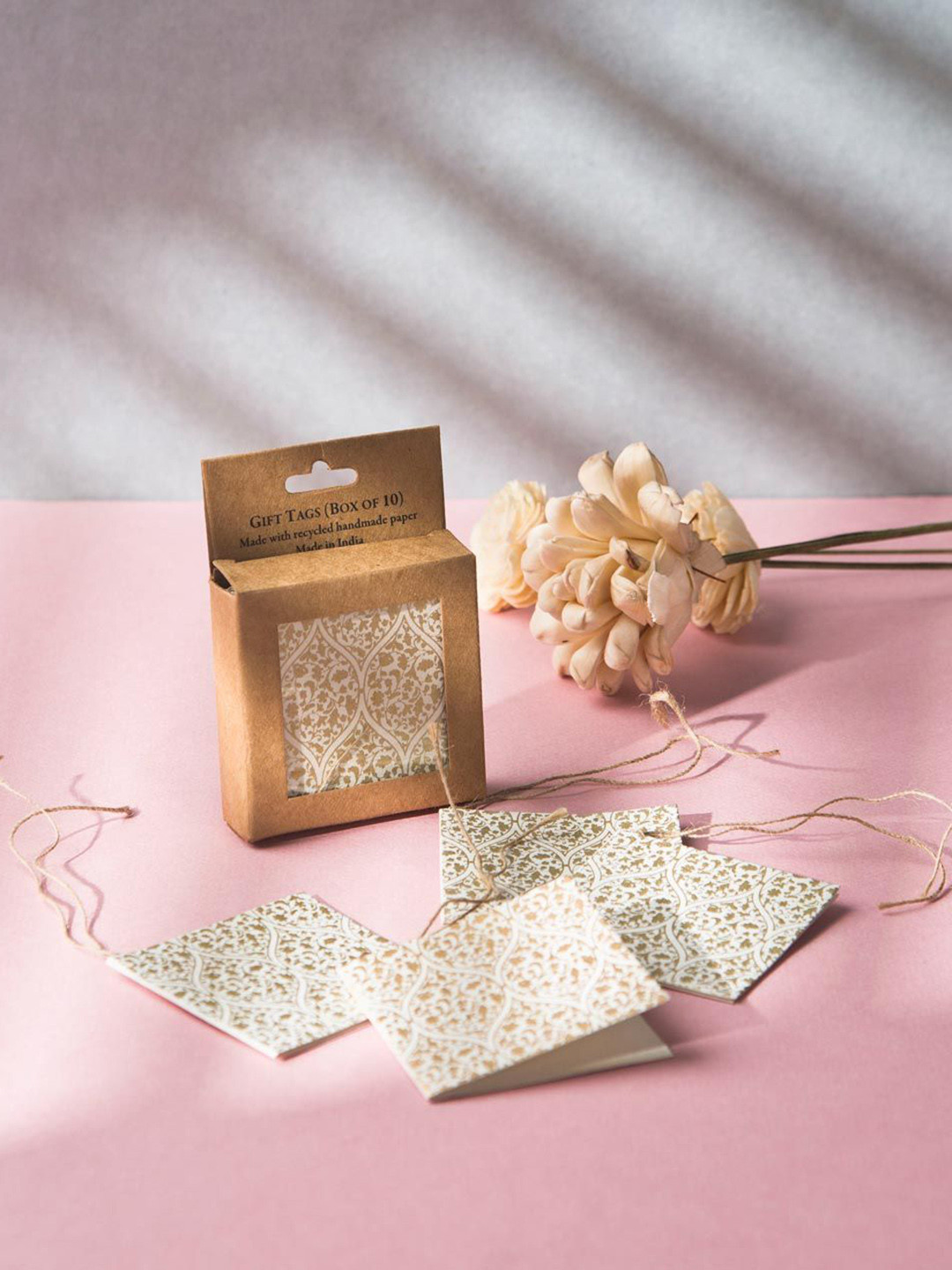 Fabindia Set Of 10 Floral Printed Paper Ogee Gift Tag