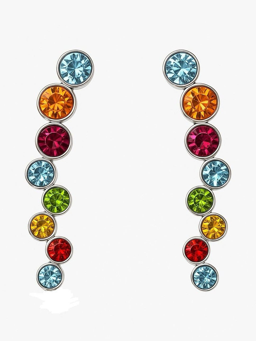 MYSTICFLAVIA Colorful Crystal Dangling Silver Earrings