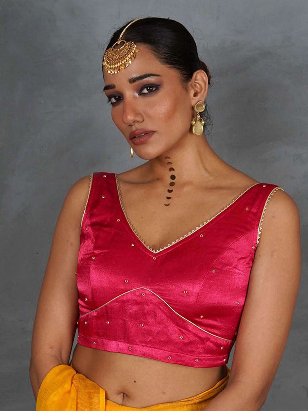 Chidiyaa Tara Vasudha Pink Mashru Silk Blouse