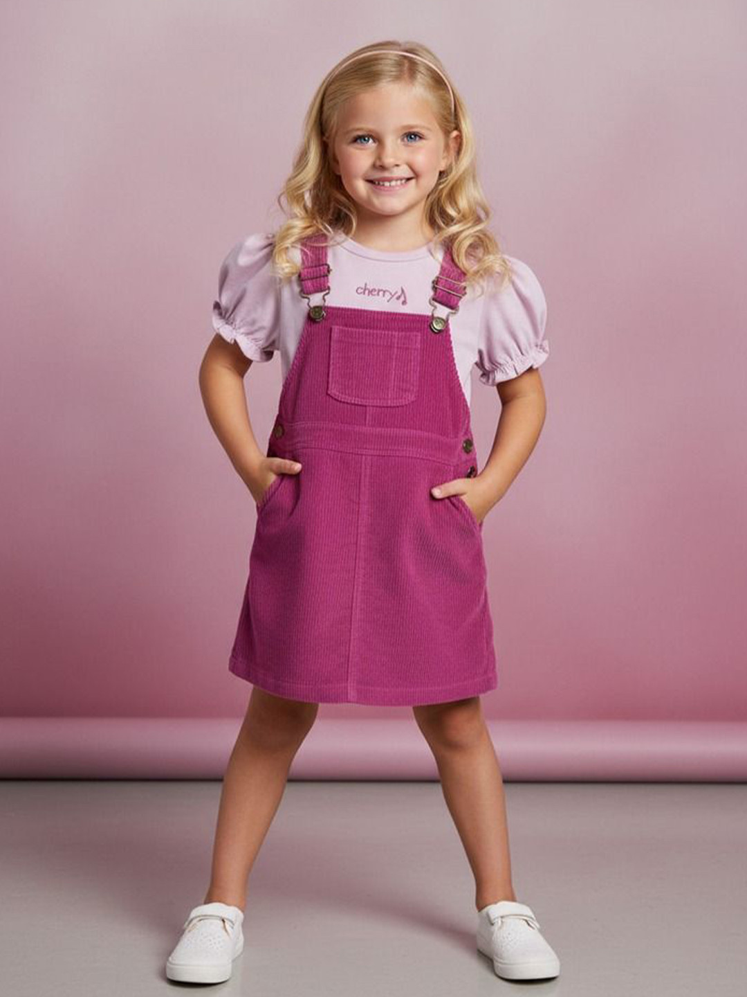 Cherry Crumble Girl Corduroy Pinafore Dress