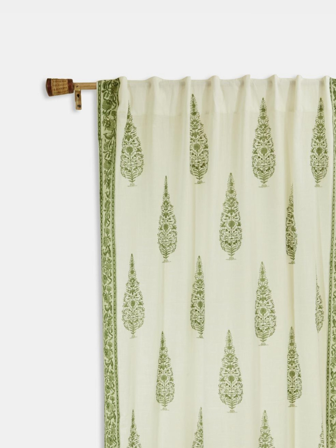Fabindia Sirsa Green & Off White Ethnic Motifs Printed Cotton Door Curtain