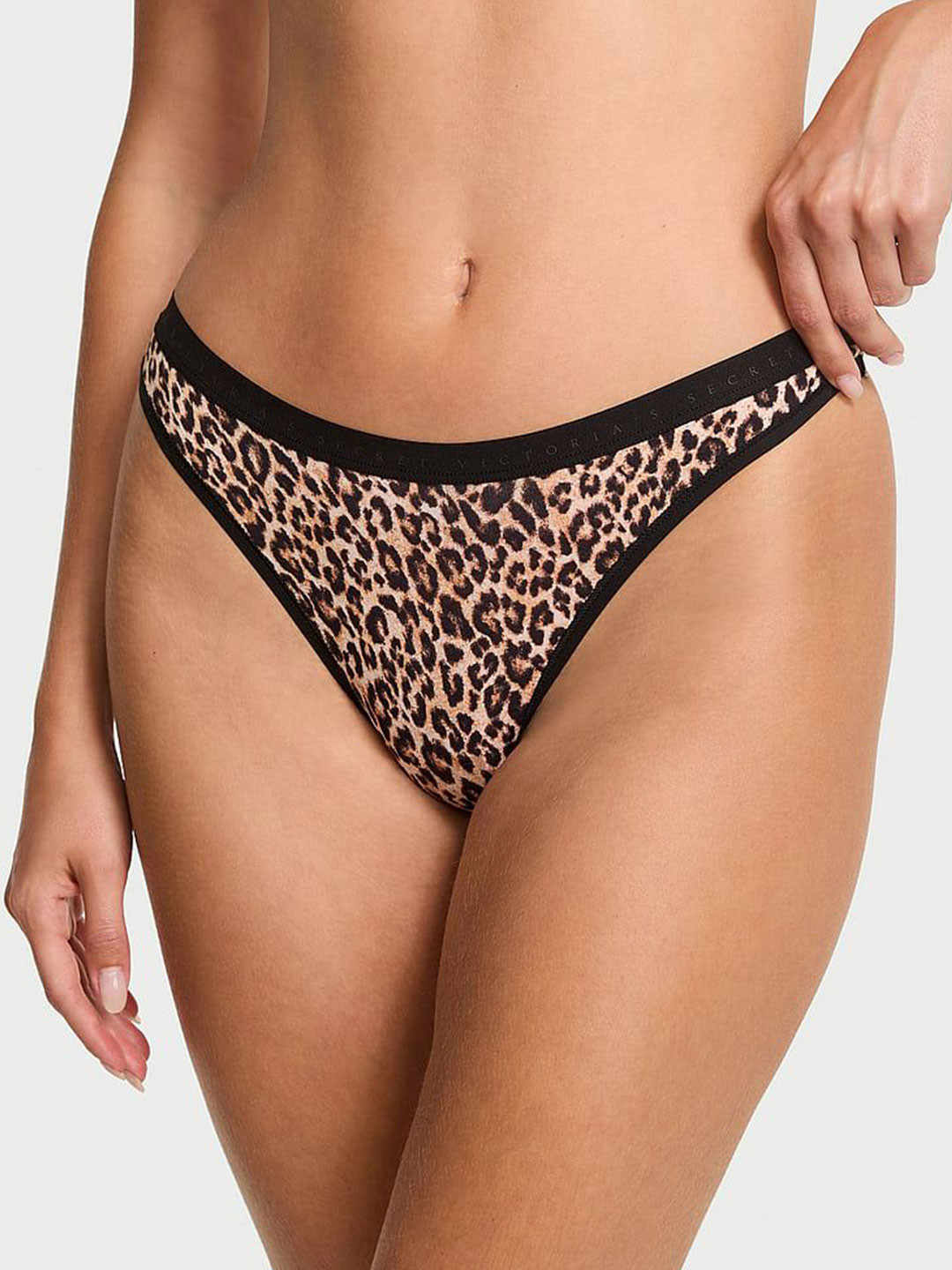 Victoria's Secret Women Natural Leopard Printed High-Leg Low Rise Thongs Briefs
