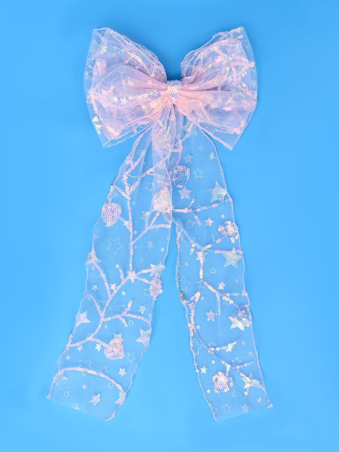 Aye Candy Girls Sequins Long Dangler Bow Aligator Clip