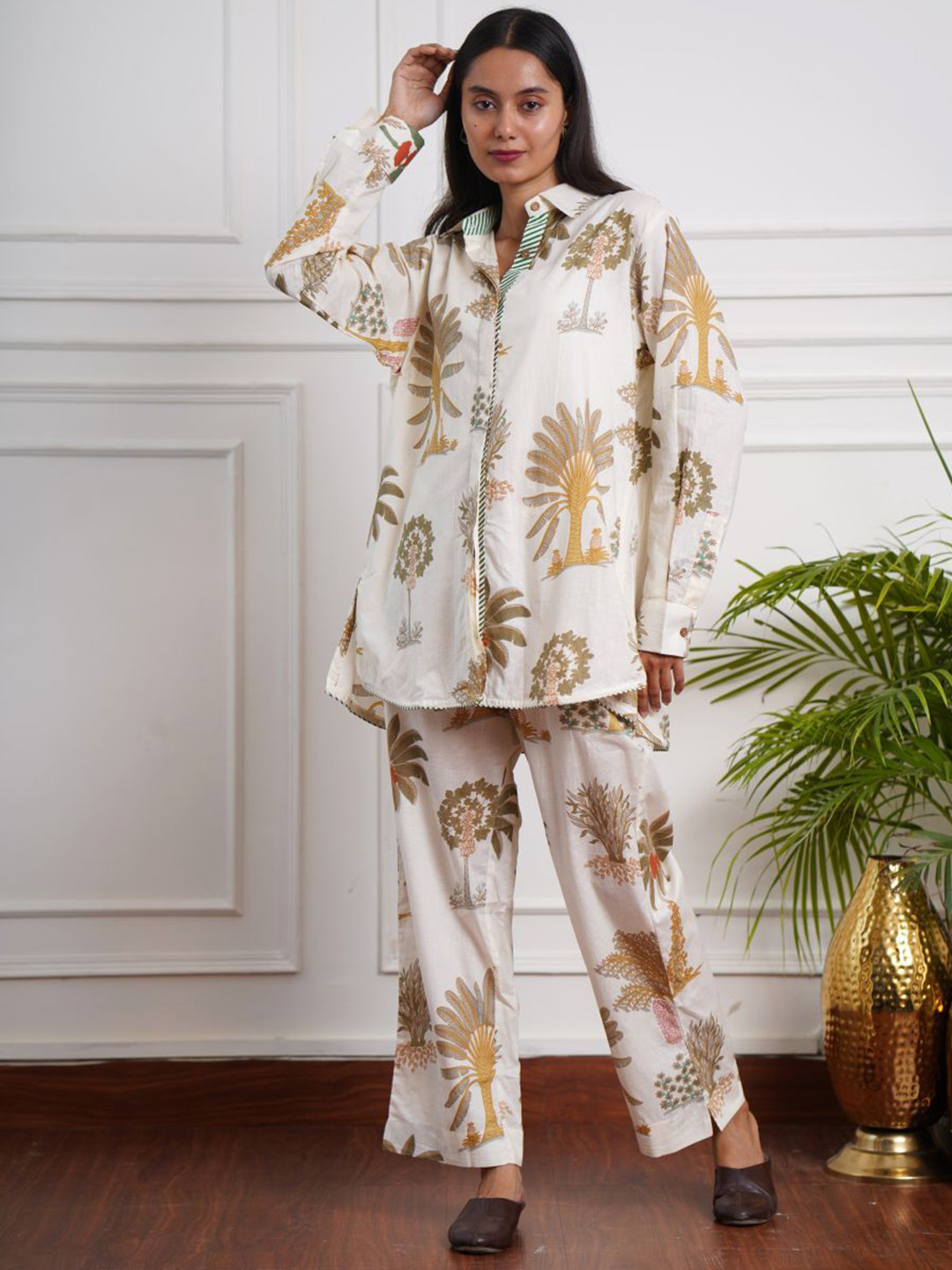 The Quince Life Printed Long Sleeves Pure Cotton Shirt With Trouser
