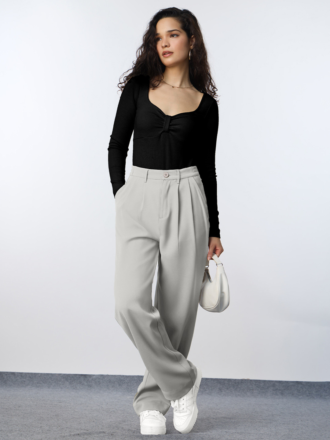 The Souled Store Women Storm Grey Straight Fitc