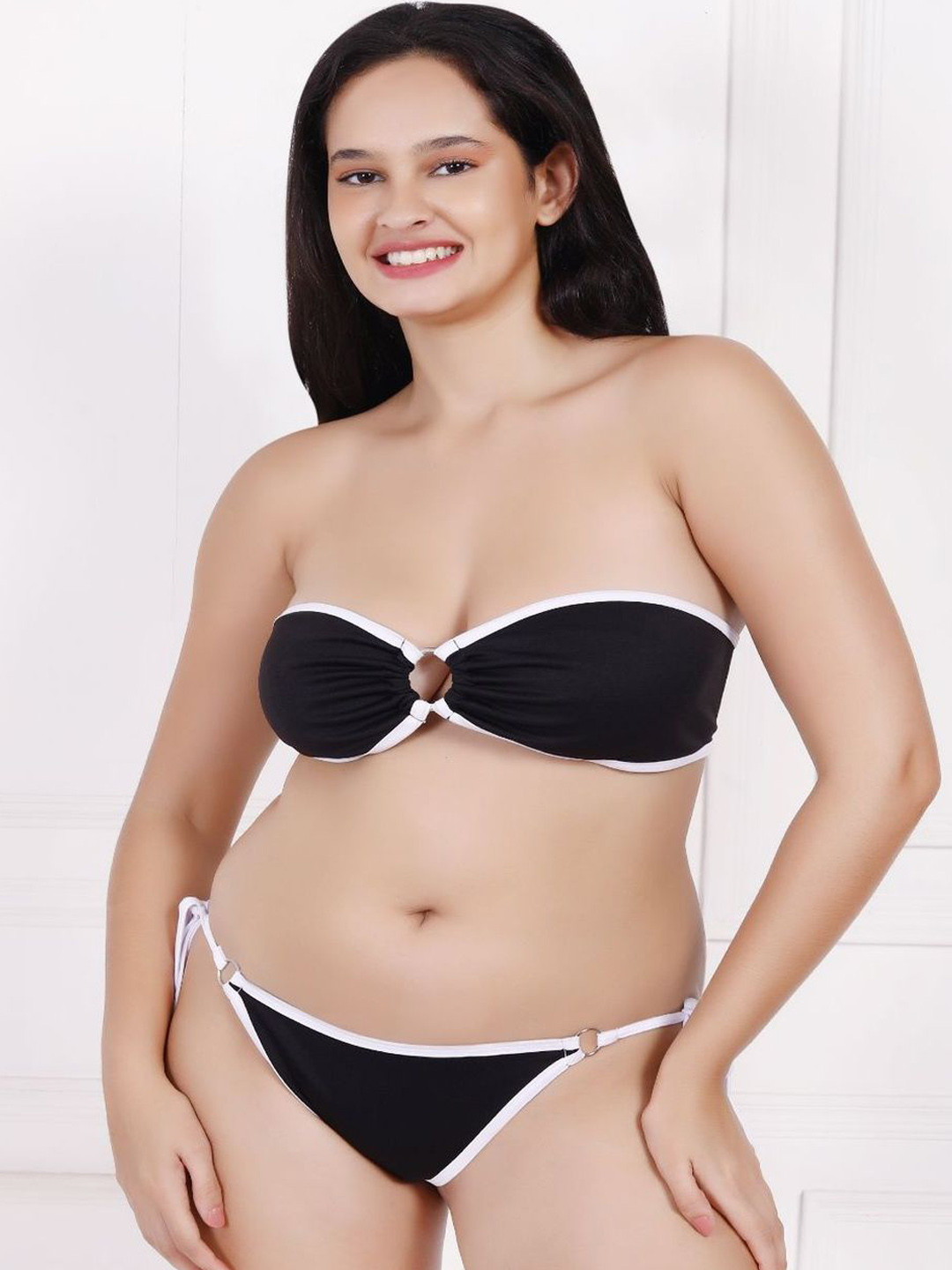 RIO BASIC Women Strapless Tie-Ups Swim Bikini Set