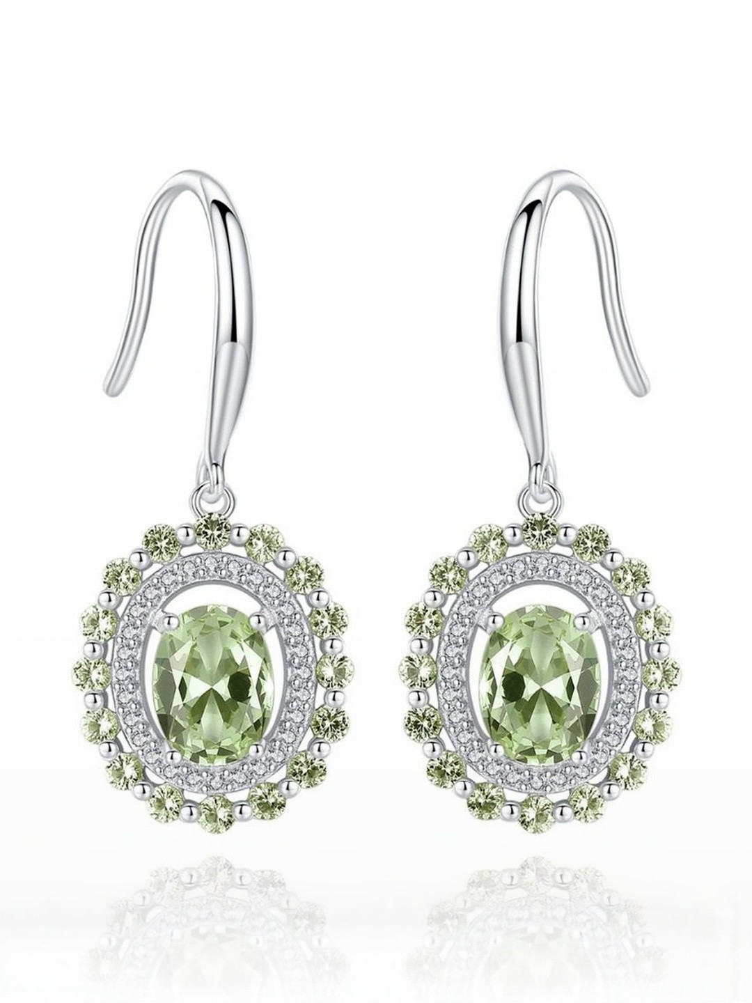 MYSTICFLAVIA Barcelona Peridot ZIrcon Dangling Silver Earrings