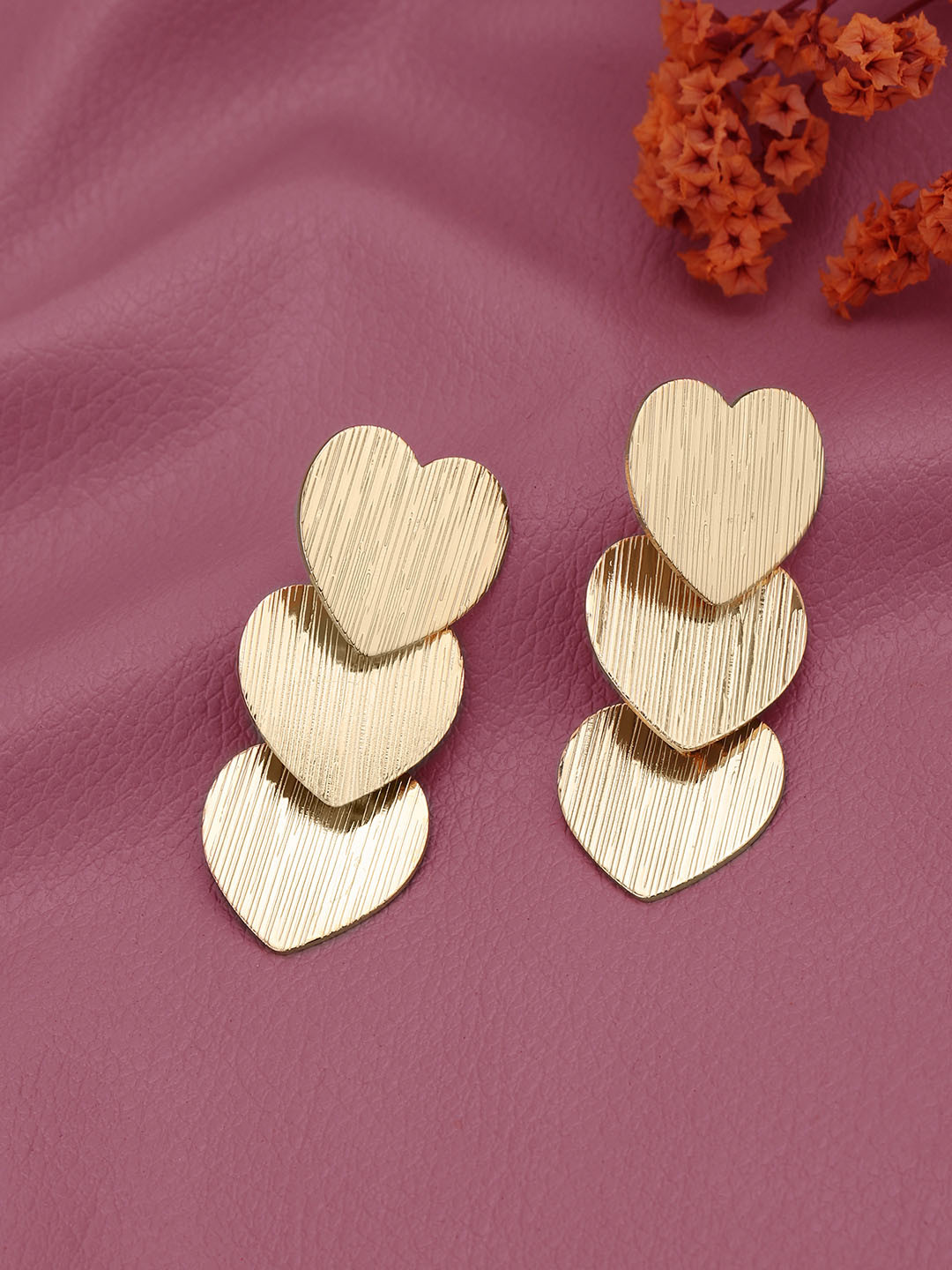 Carlton London Rose Gold Plated Multiple Heart Drop Earring