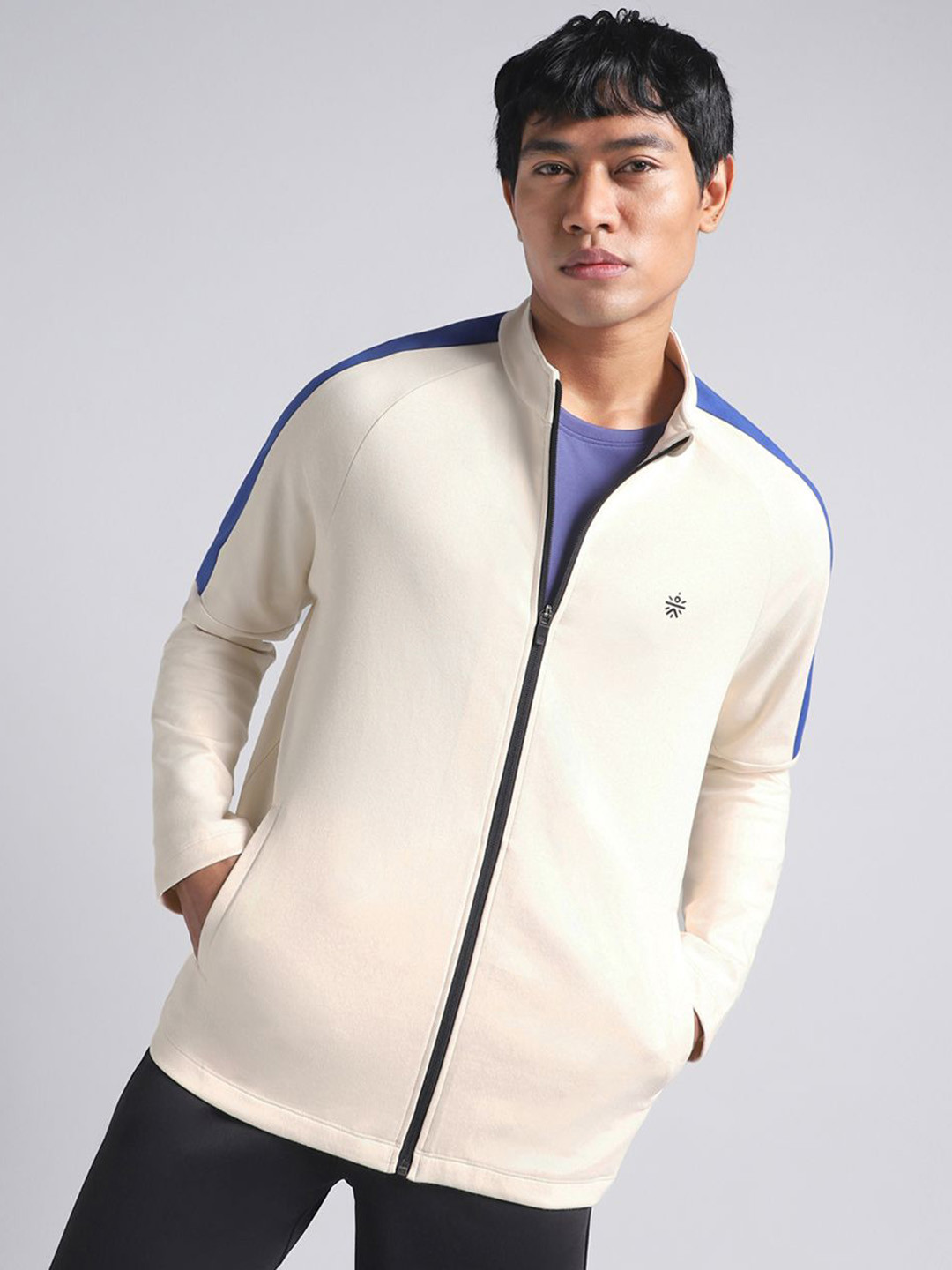 CULT Men's Off White Workout Essential Mid Layer Jacket