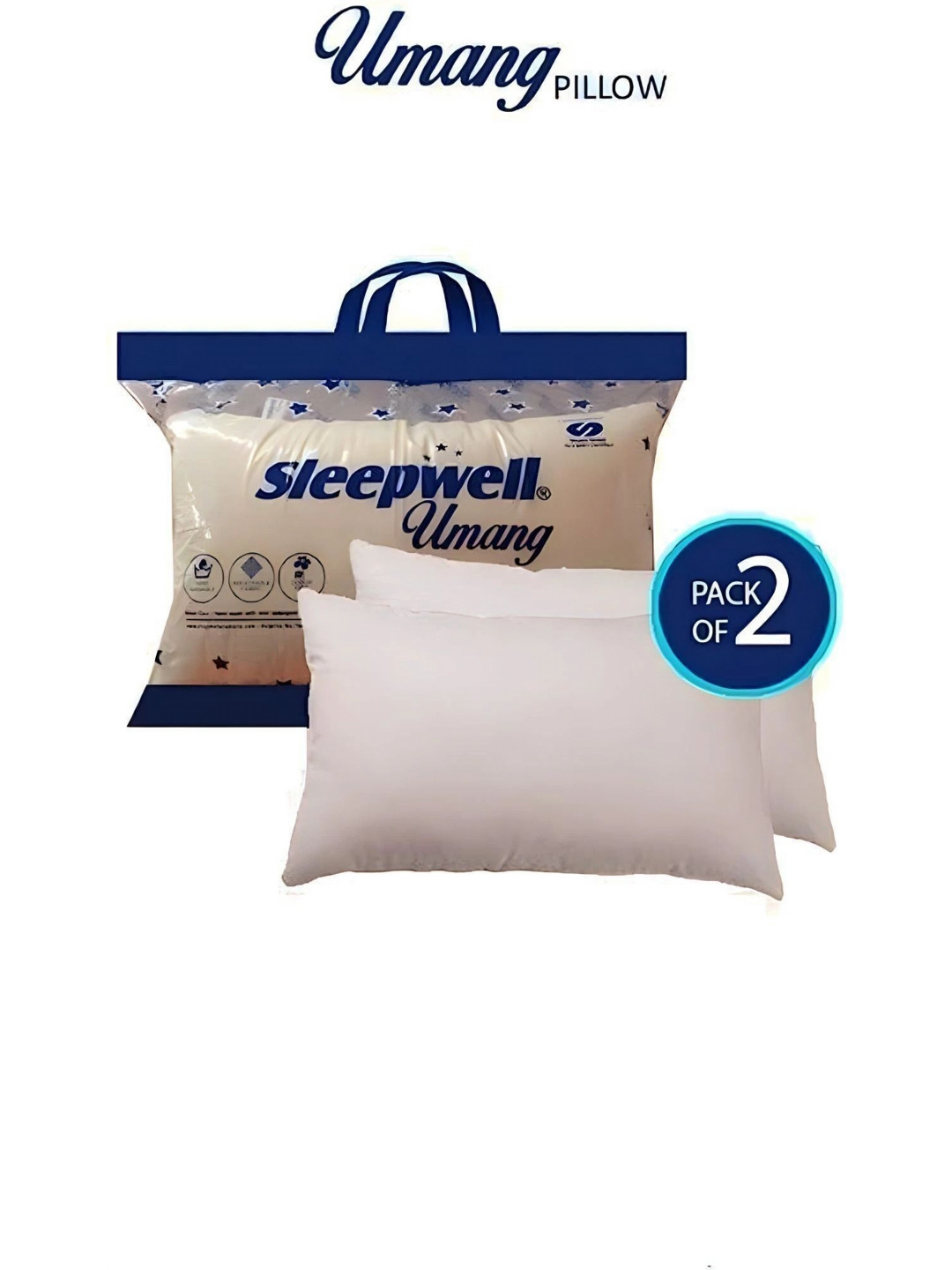 Sleepwell Set of 2 Hypoallergenic Extra Soft Cotton Sleep Pillow