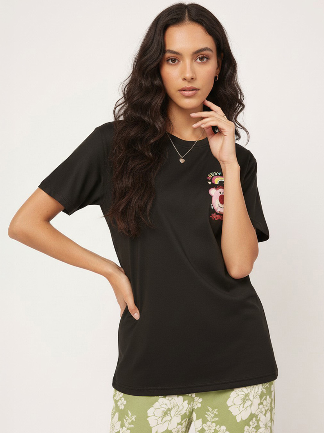 DressBerry Graphic Printed Back Round Neck T-shirt