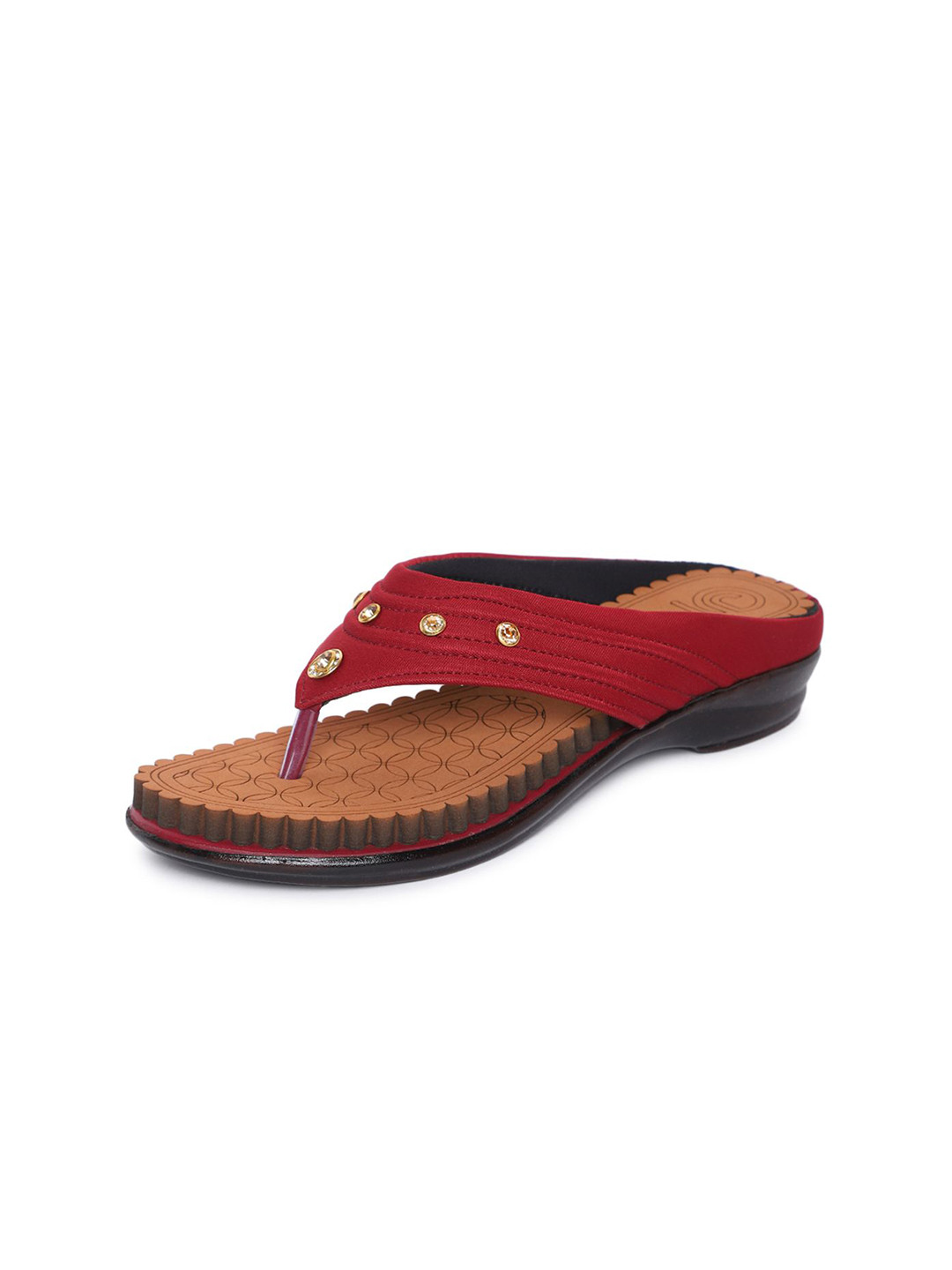 ORTHO JOY Embellished Cushioned Footbed Thong Flip-Flops