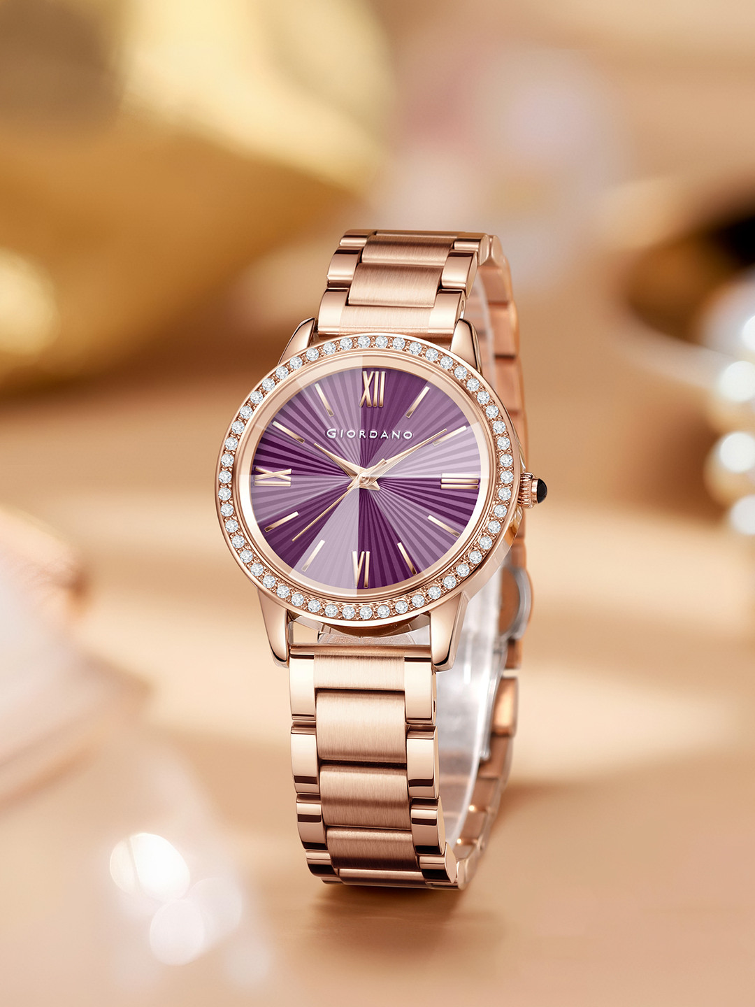 GIORDANO Women Mother of Pearl Dial & Stainless Steel Straps Analogue Watch GZ-60118-33