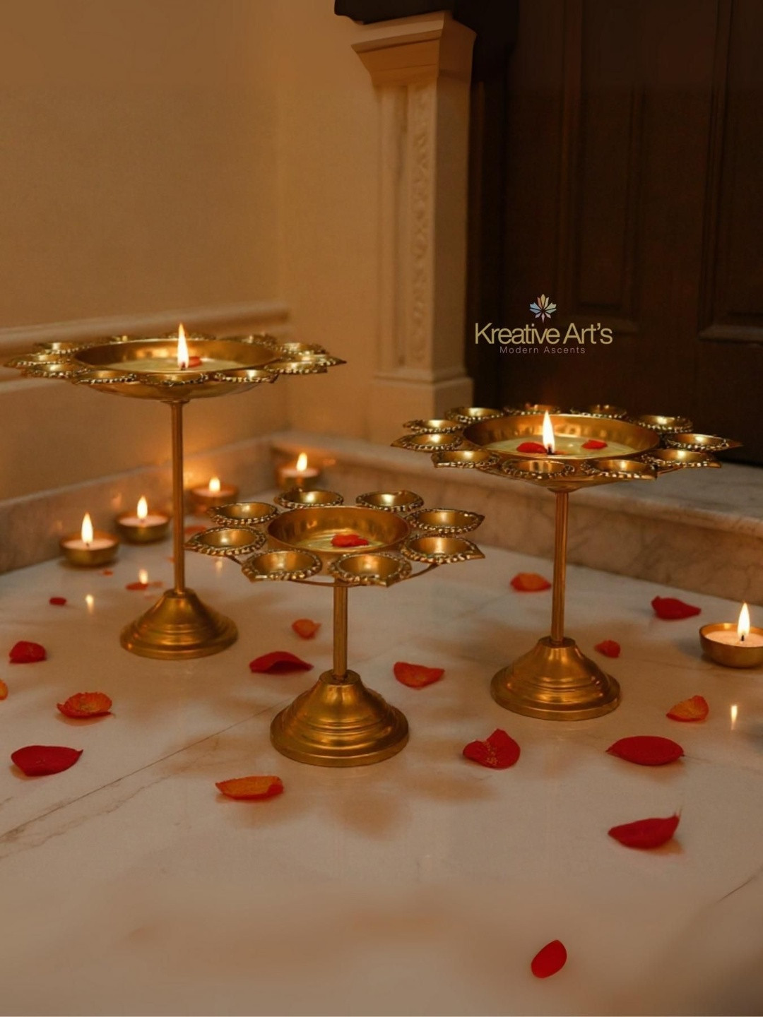 Kreative Arts Pedistal Diya Urli Bowl for Floating Candles