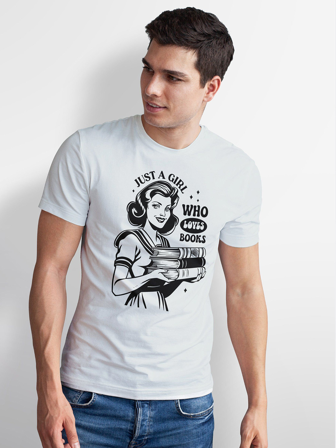 Seekbuylove Men Bio Finish Book Lover Round Neck Pure Cotton T-shirt