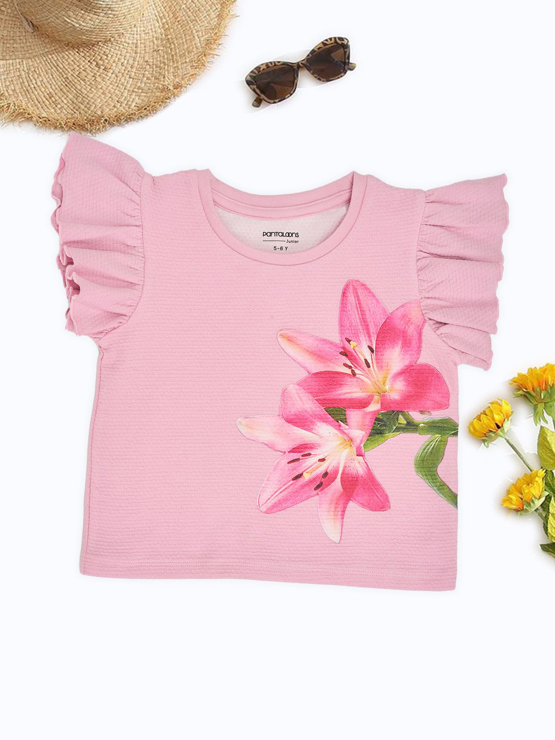 Pantaloon Junior Girls Floral Printed Boxy T-shirt