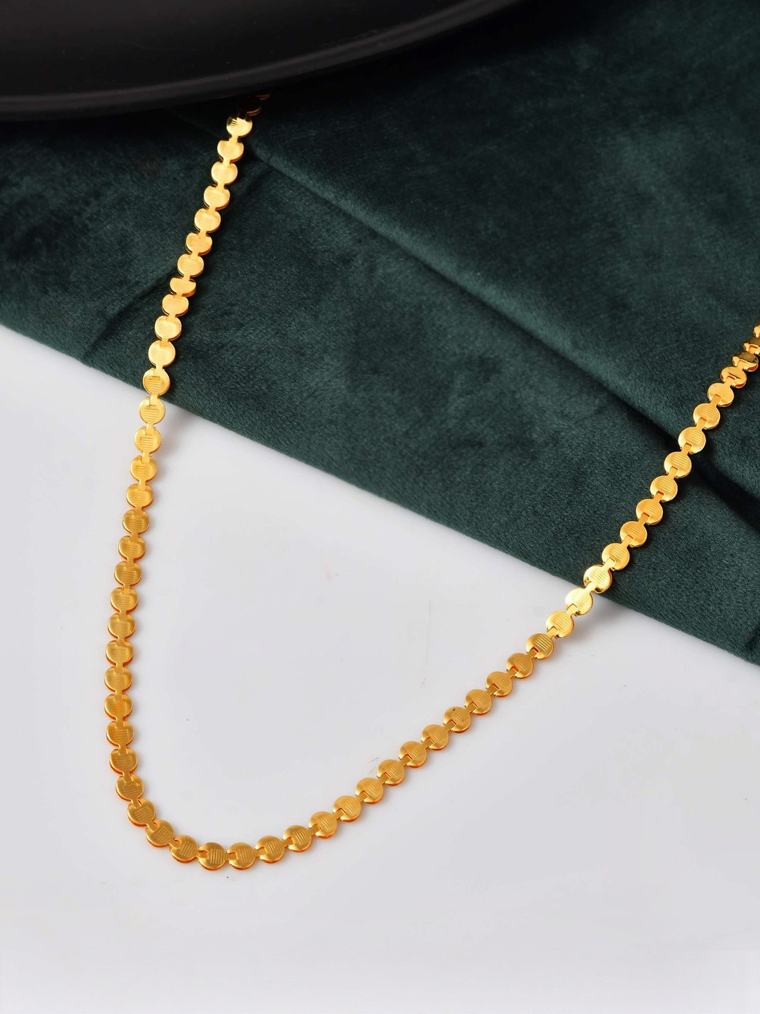 Jewels Nest Unisex Stainless Steel Gold-Plated Link Flat Coin Minimal Chain