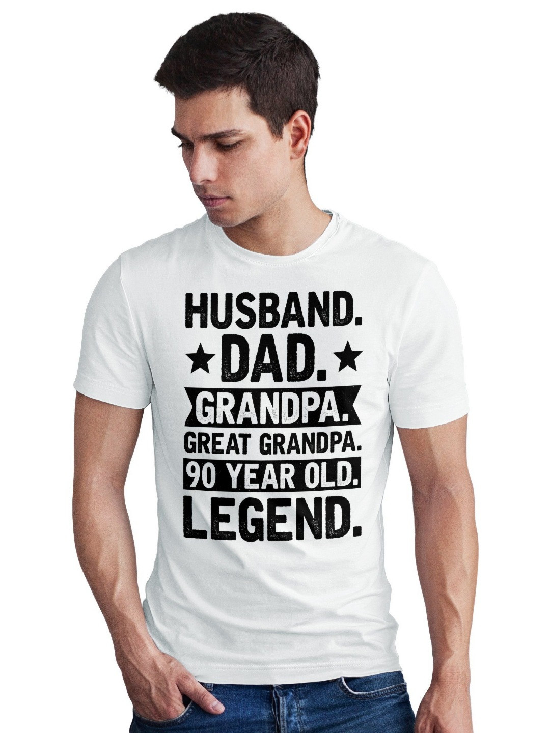 Seekbuylove Men Bio Finish Husband Dad Grandpa Great Old Legend Pure Cotton T-shirt