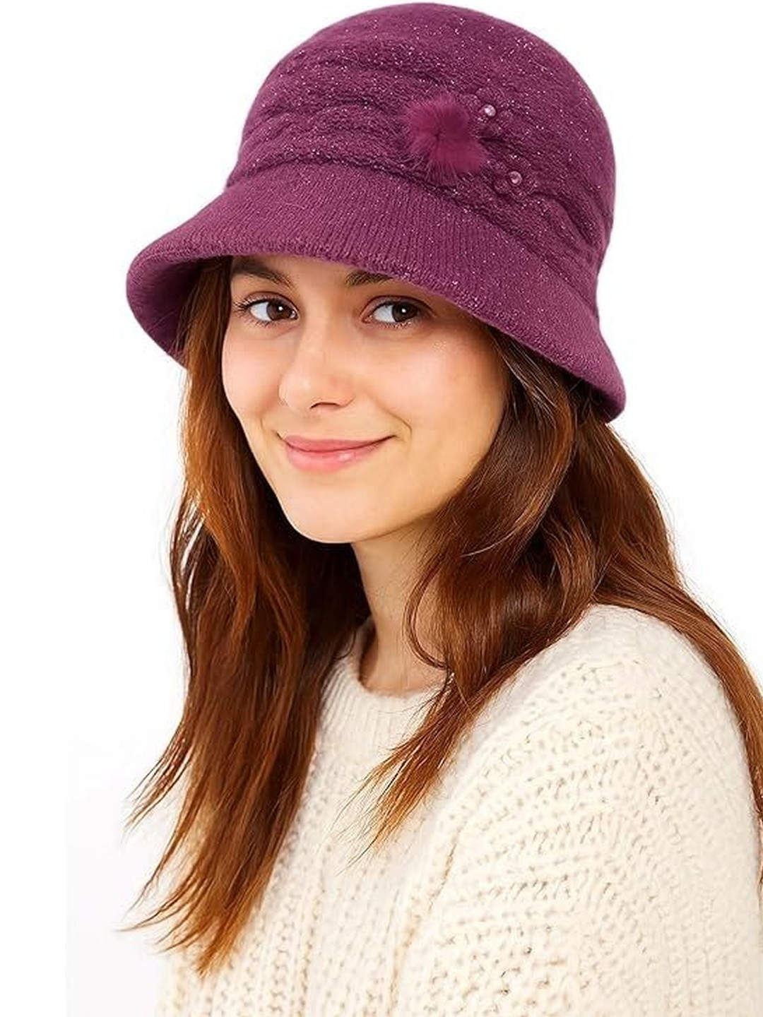 Eleg & Stilance Women Assorted Wool Embroidered Visor Cap