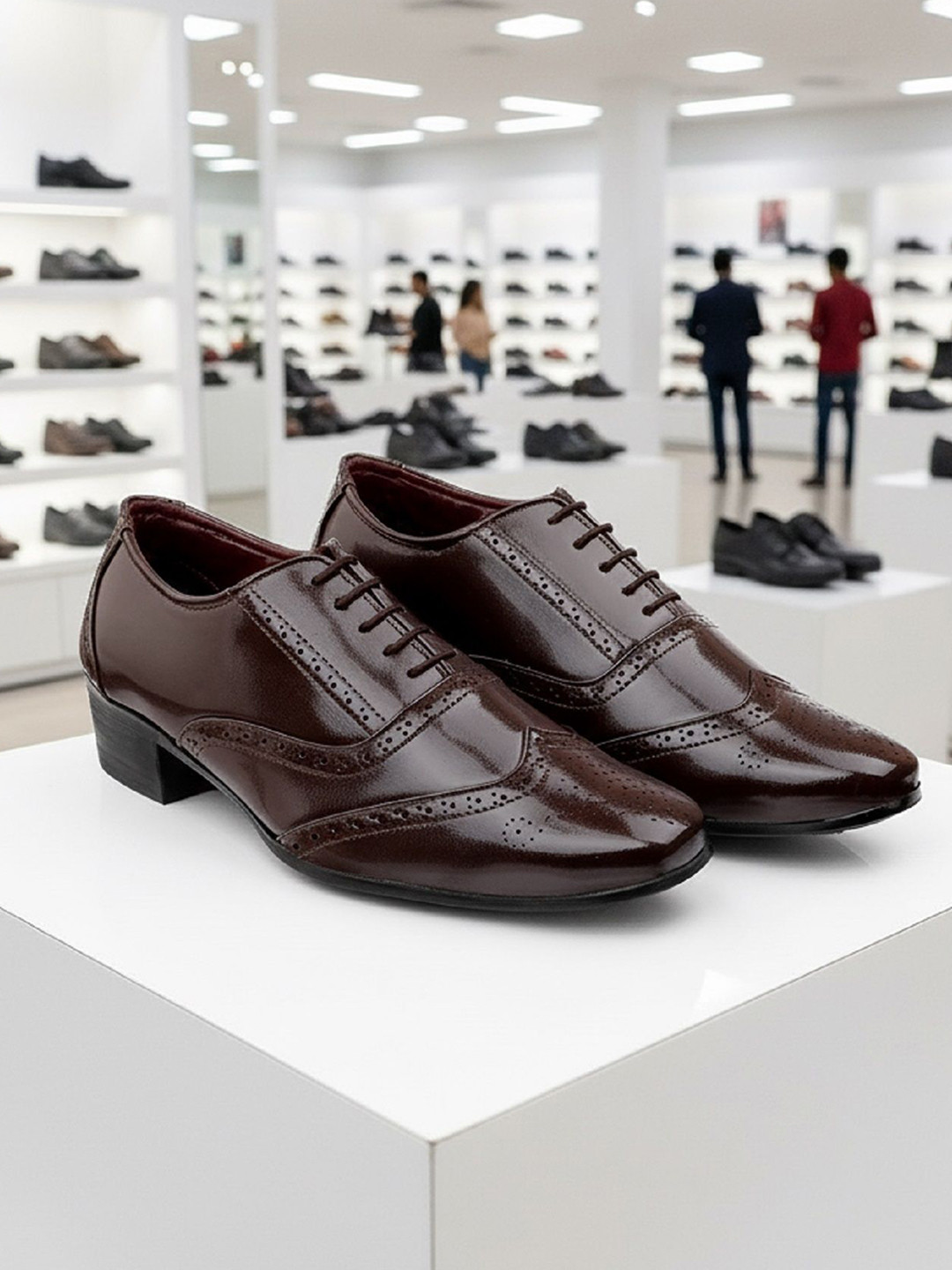 Bxxy Men 5.08 CM Heel Height Increasing Lace-up Formal Full Brogue Oxford Shoe.