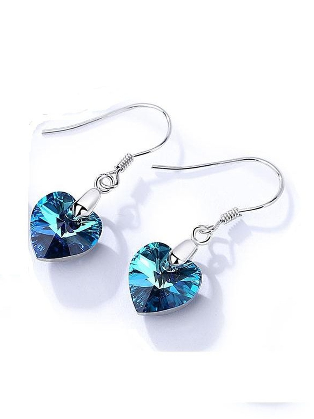 MYSTICFLAVIA Ocean Blue Rhinestone Crystal Silver Earrings