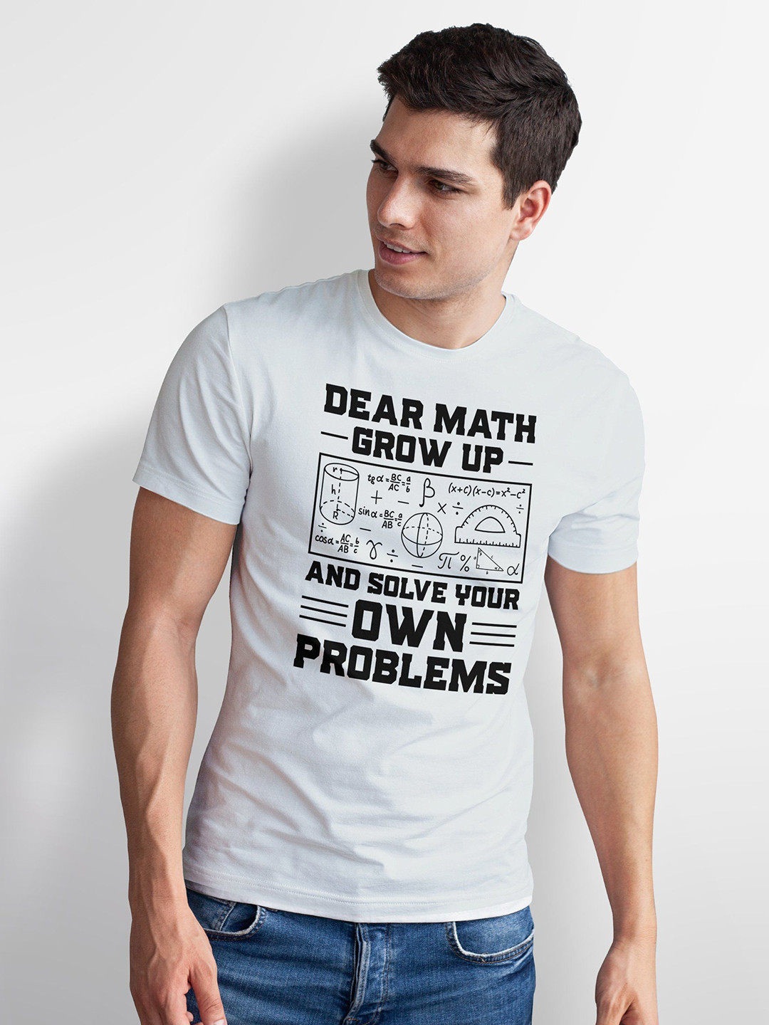 Seekbuylove Men Bio Finish Funny Math Round Neck Pure Cotton T-shirt