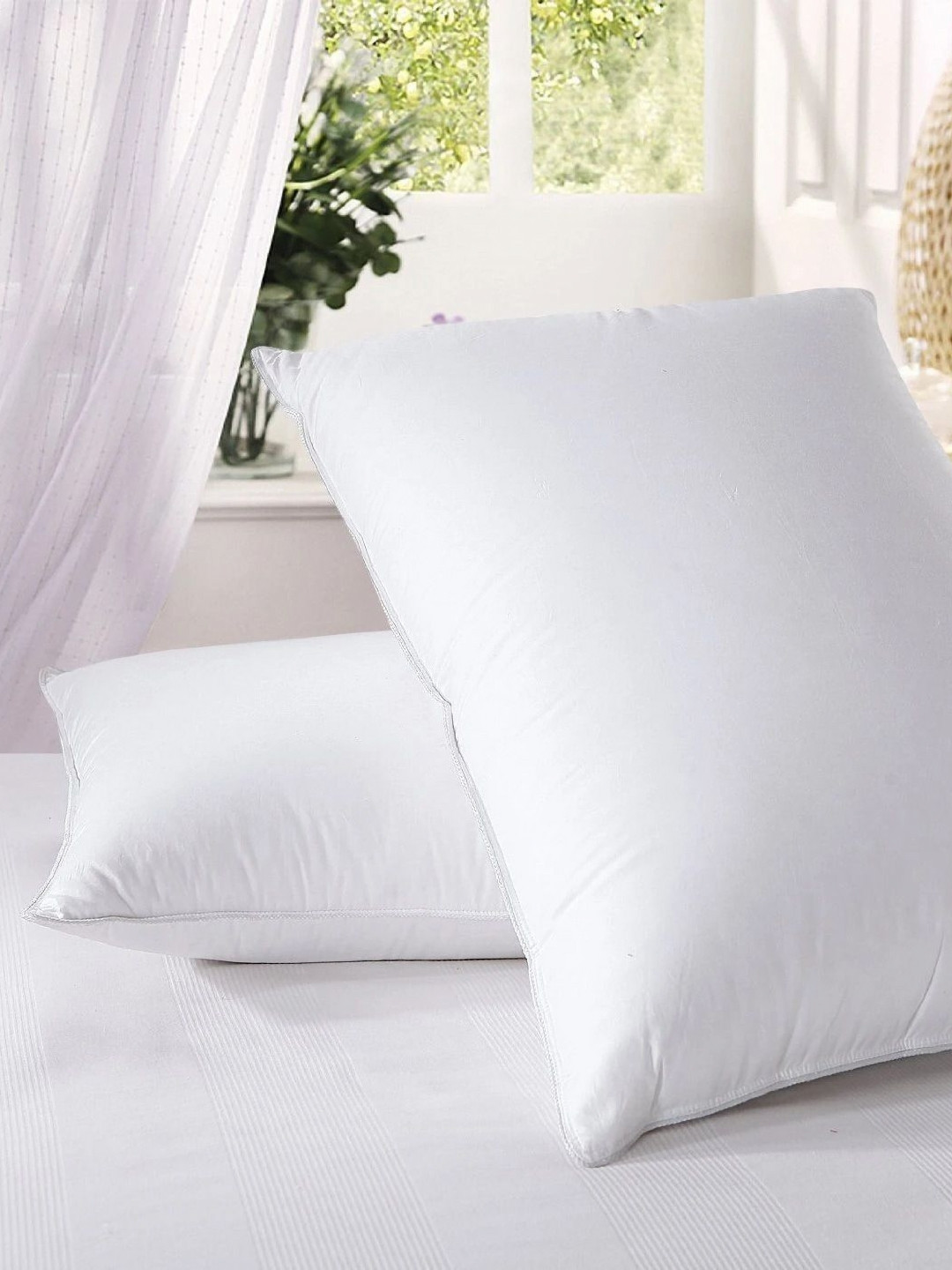 Sleepwell White 2 Pieces Fibre Filled Microfibre Rectangle Sleep Pillows