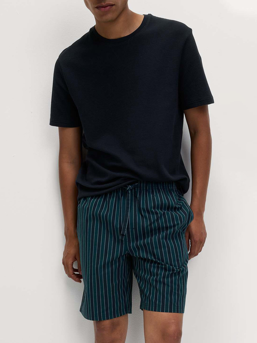 Marks & Spencer Men Pure Cotton Night suit With Striped  Shorts