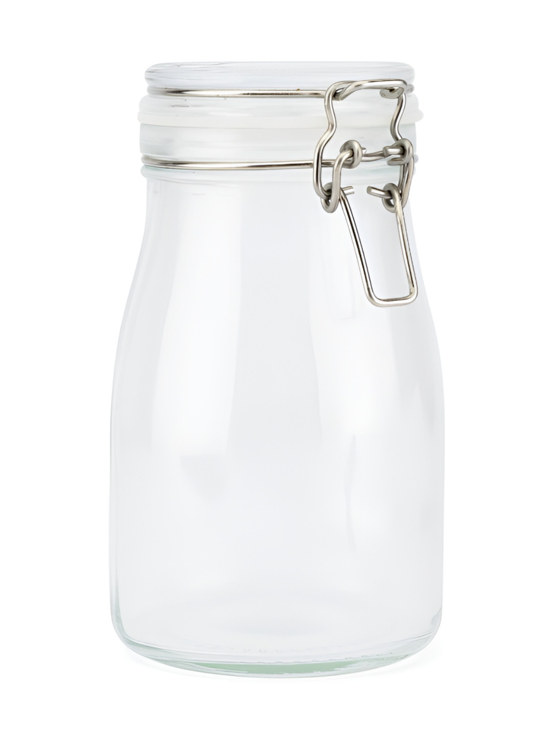 NATURALLY YOURS Transparent Round Glass Jar With Airtight Clip Lids - 400 ml
