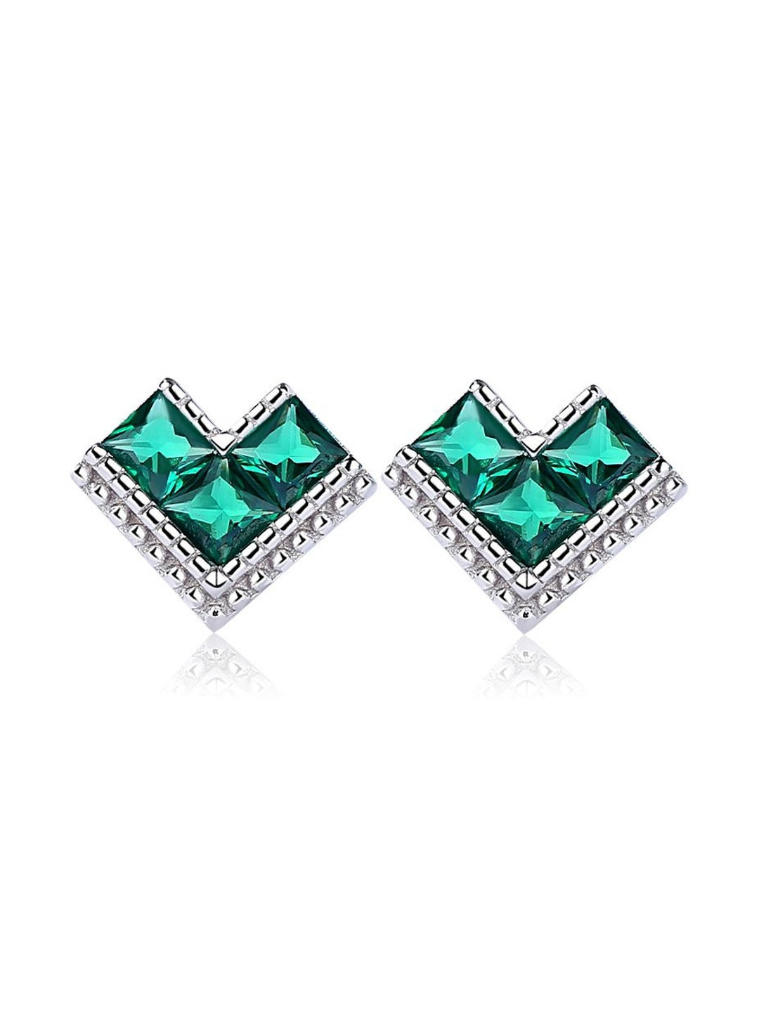 MYSTICFLAVIA Radiant Green Rhinestone Crystal Silver Earrings