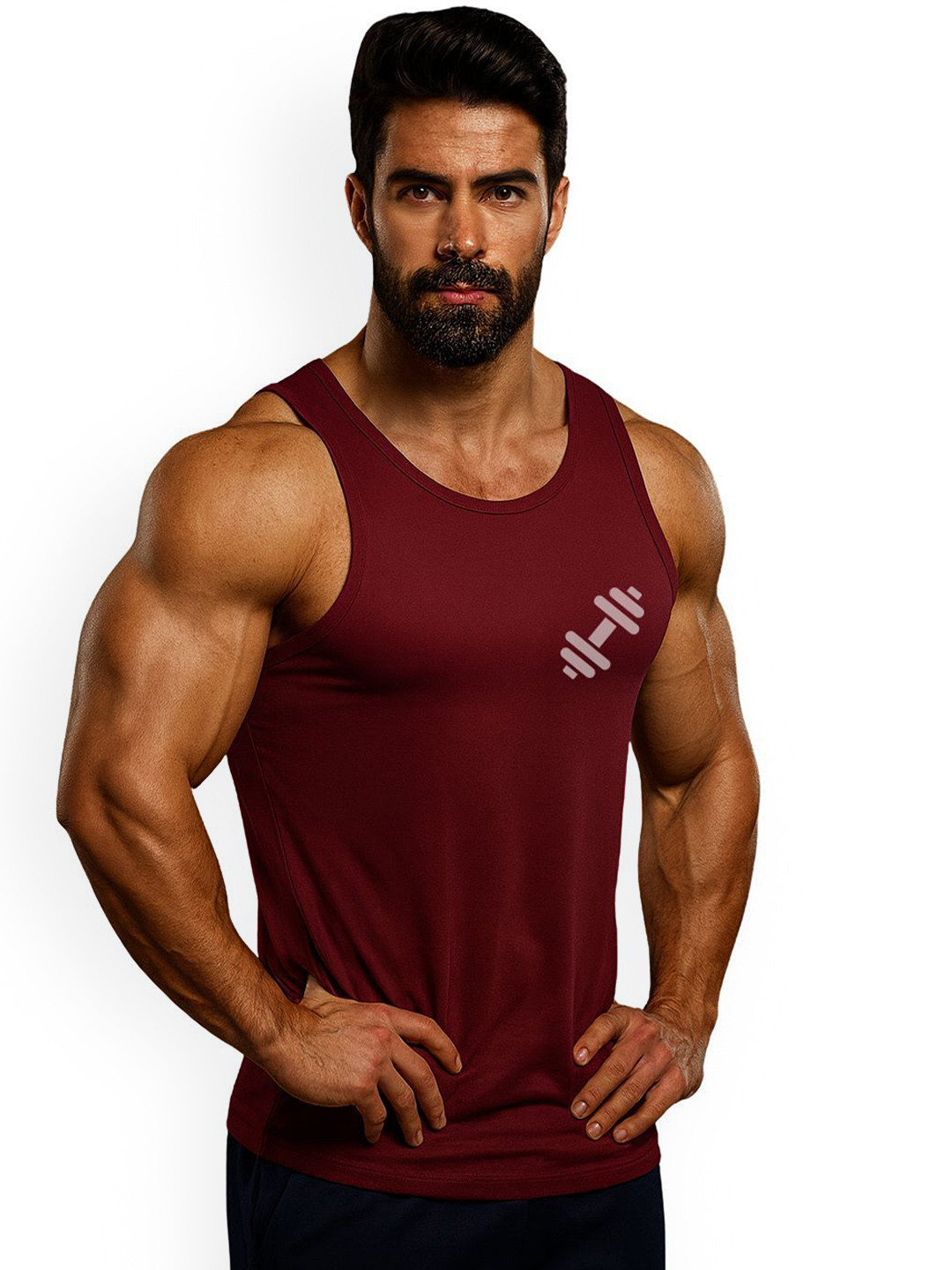 3Colors Gymrat Printed Scoop Neck Breathable Dri-Fit Gym Vest