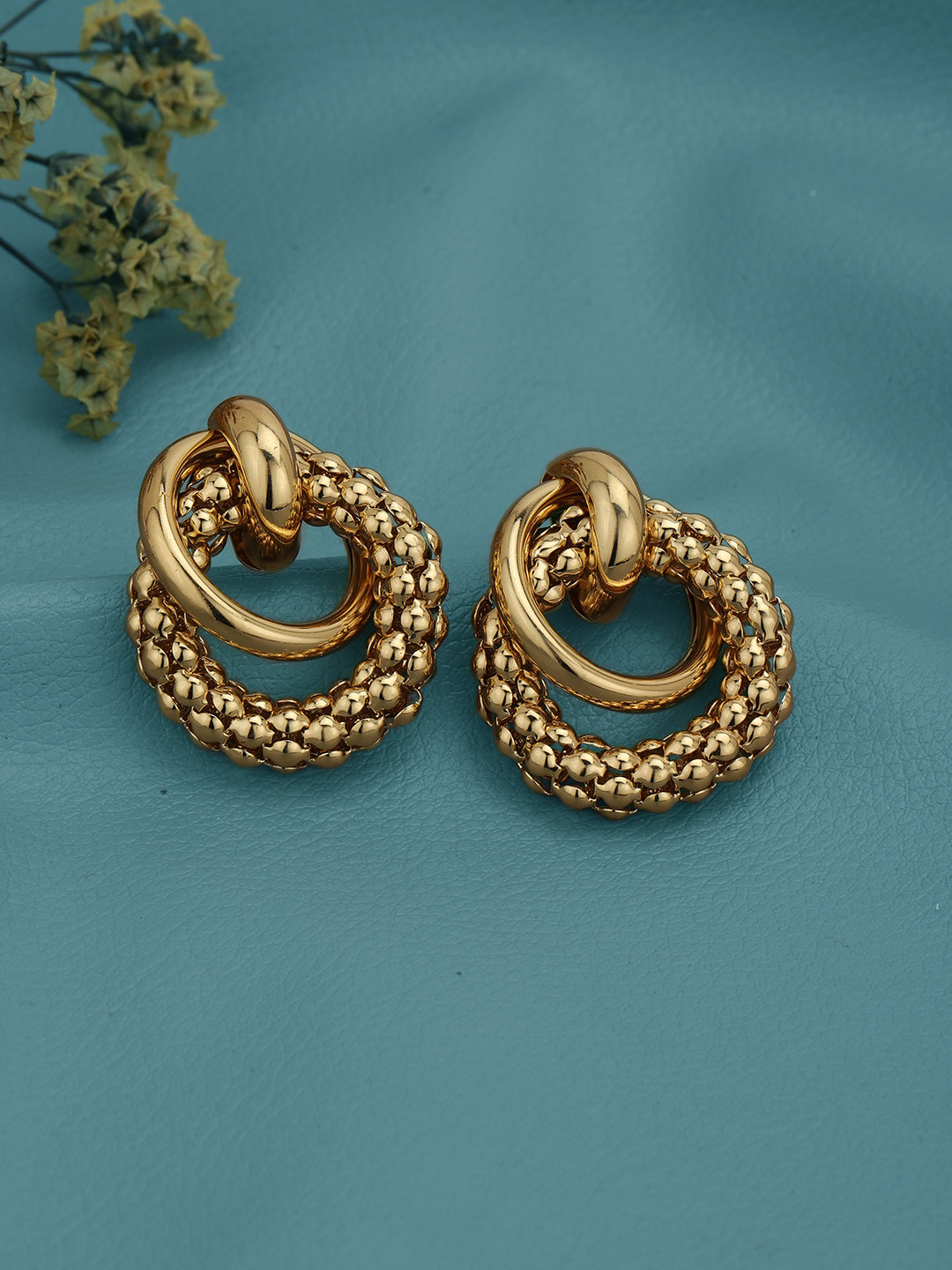 Carlton London Gold Plated Spiral Contemporary Drop Earring