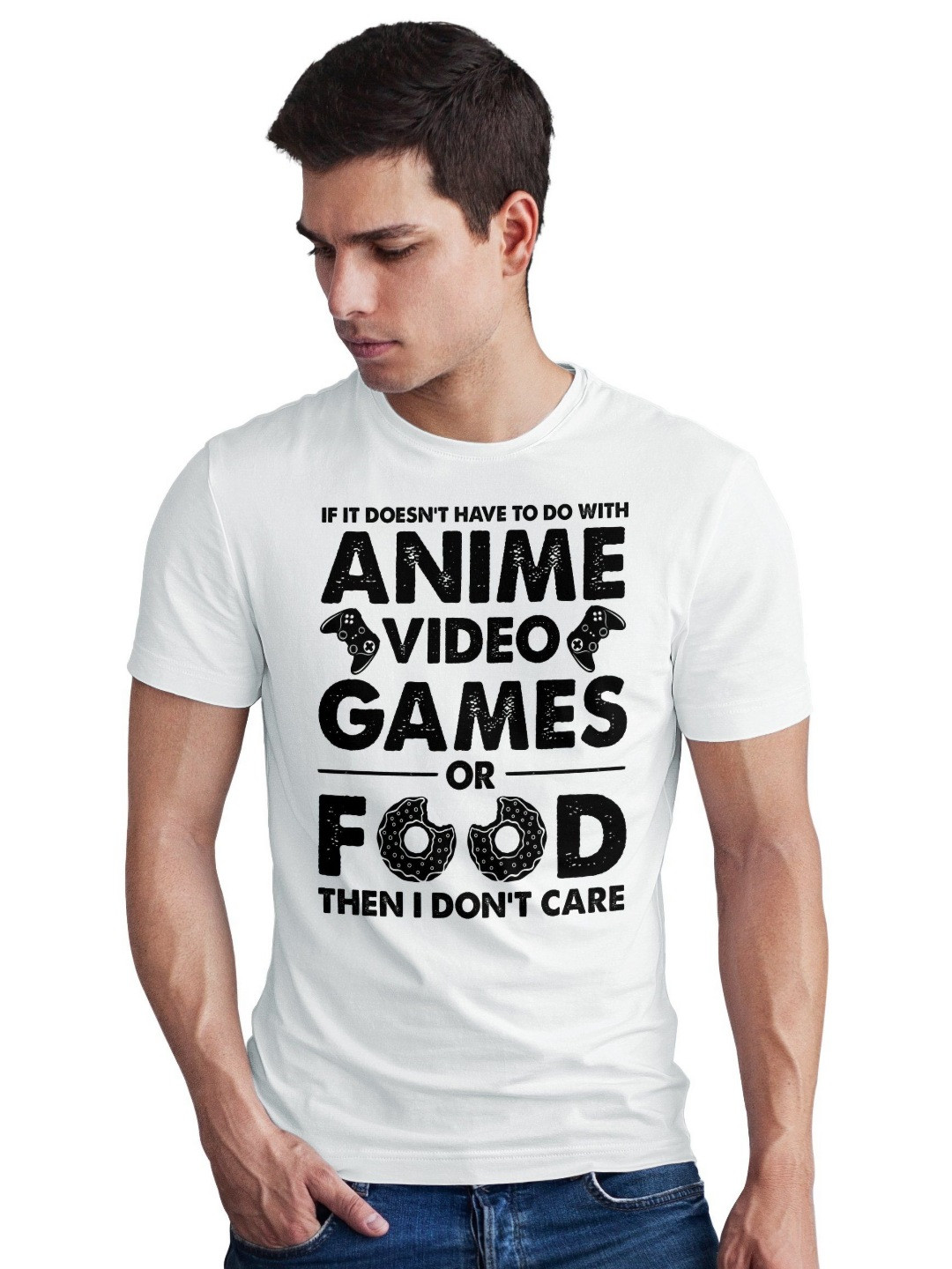 Seekbuylove Men Bio Finish Anime Video Games Food Round Neck Pure Cotton T-shirt