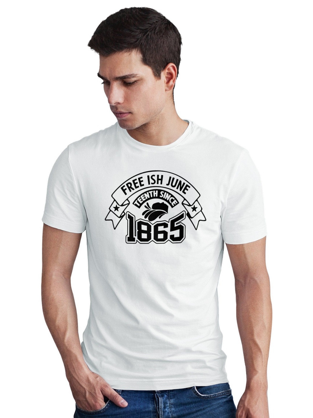 Seekbuylove Men Bio Finish Free-Ish June Teenth Round Neck Pure Cotton T-shirt