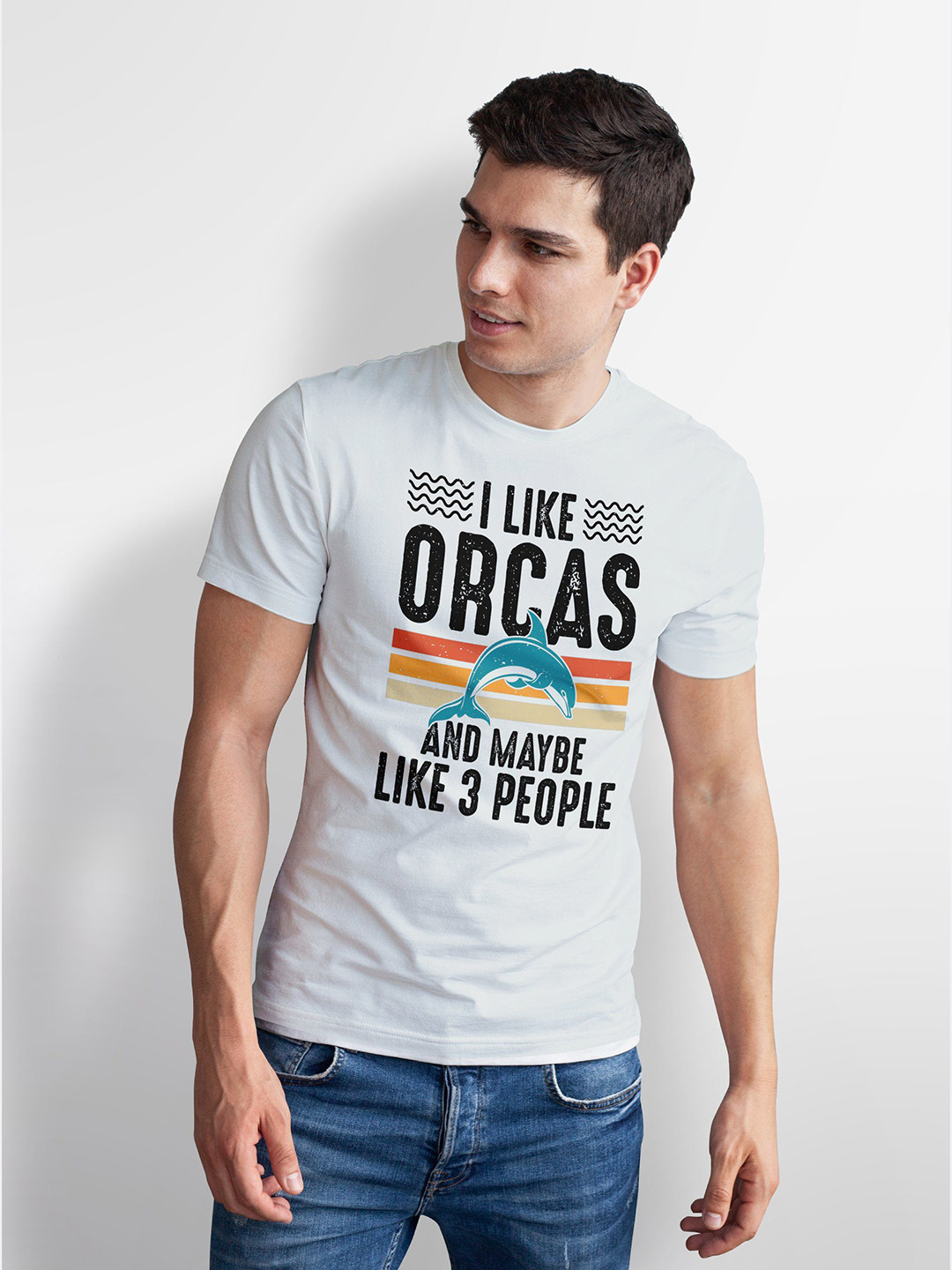 Seekbuylove Men Bio Finish Orca Lover Round Neck Pure Cotton T-shirt