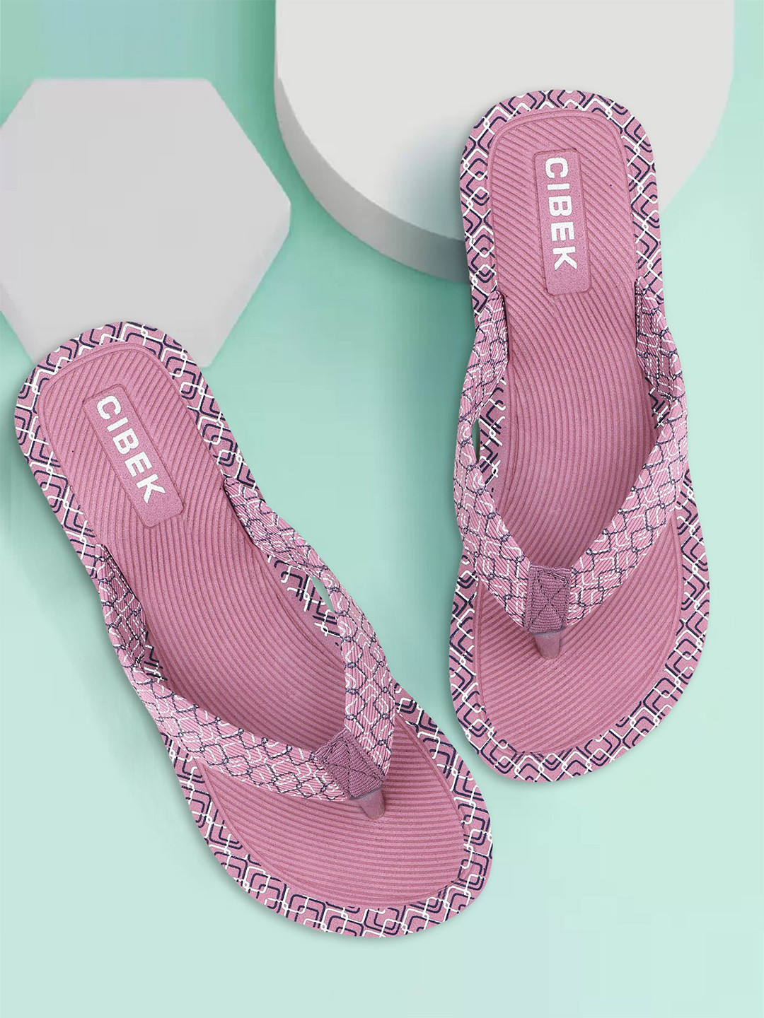 CIBEK Women Printed Thong Flip-Flops with Soft Cushioning & Anti-Skid EVA Sole