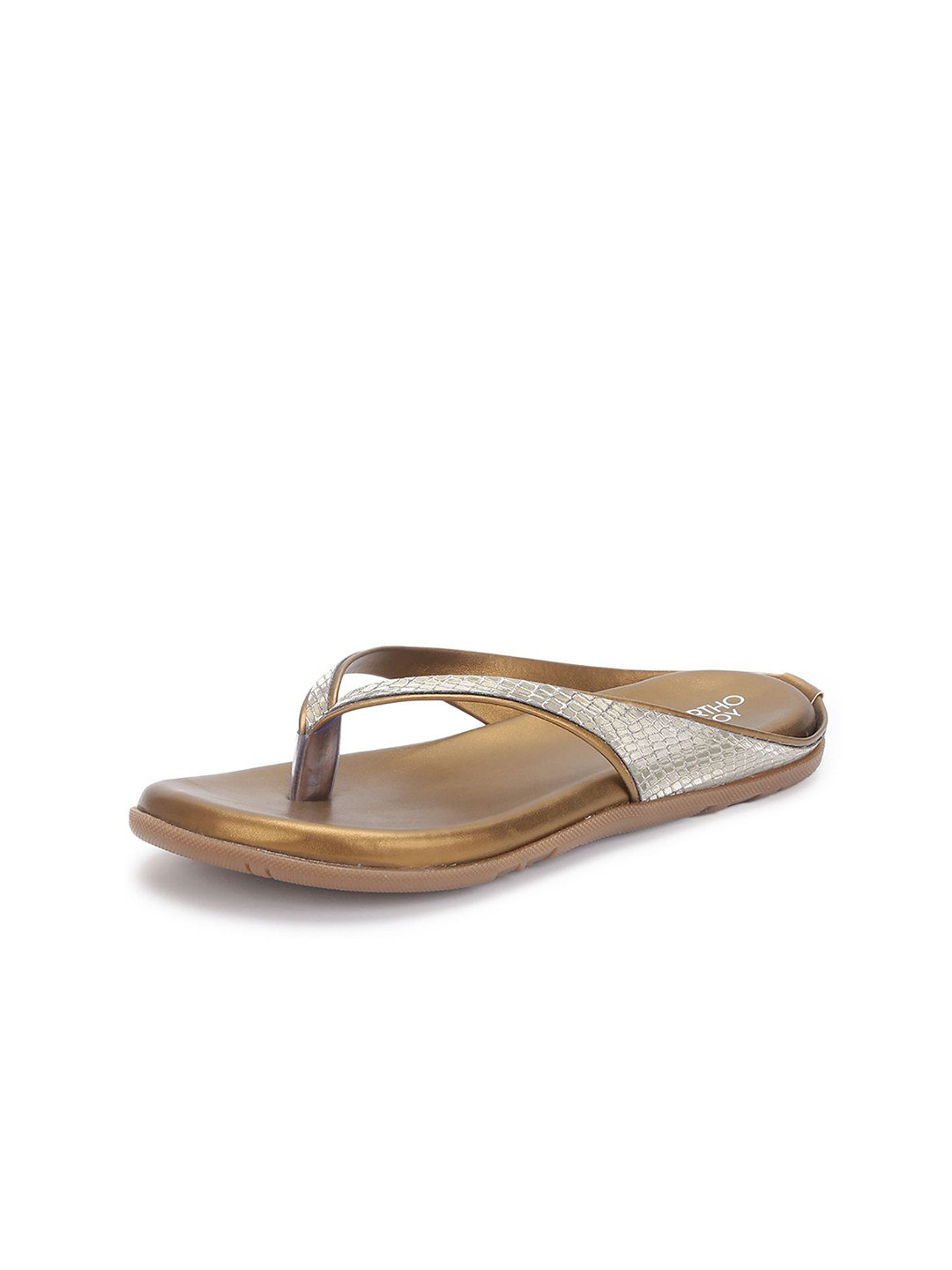 ORTHO JOY Brand Logo Printed Cushioned Footbed Thong Flip-Flops