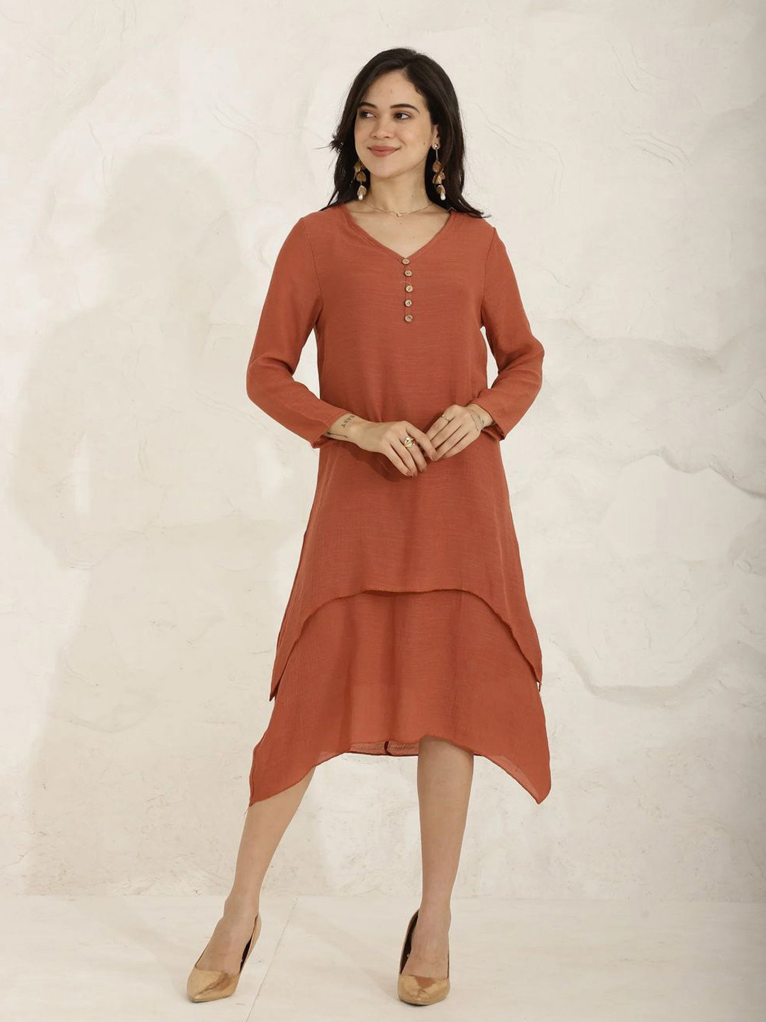 SANAITA CREATIONS Curve Asymmetric Midi Dress