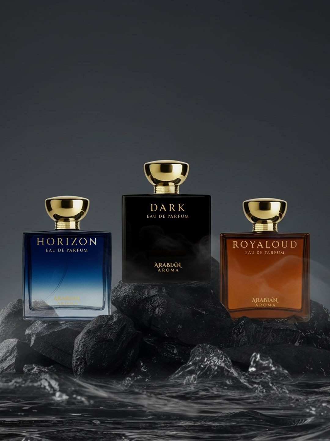Arabian Aroma Men Set Of 3 Horizon- Dark & Royal Oud Eau De Parfum- 100 ml Each