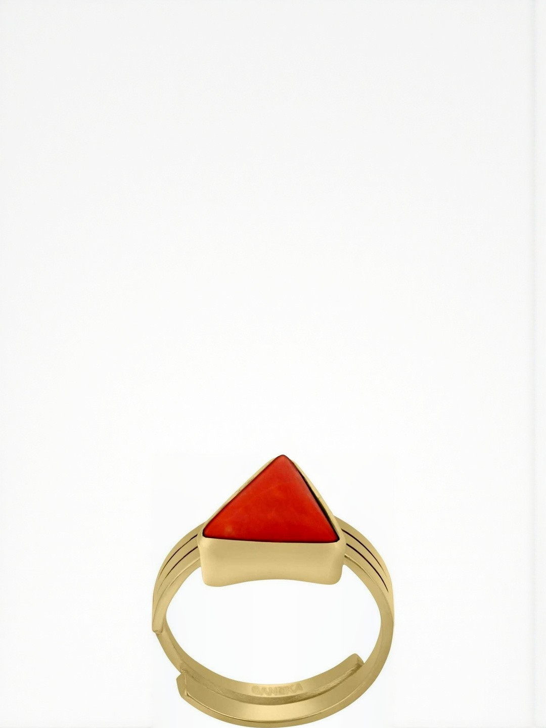 RAVIOUR LIFESTYLE Unisex KUNDLI GEMS Stone Coral Gold Plated Ring