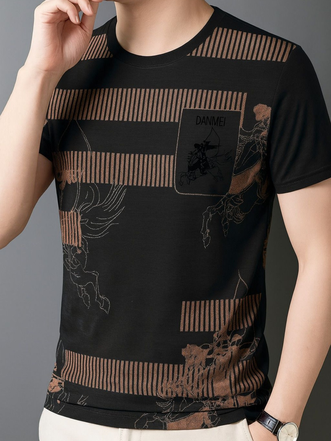 zebu Men All Over Printed Round Neck Half Sleeve Casual T-Shirt