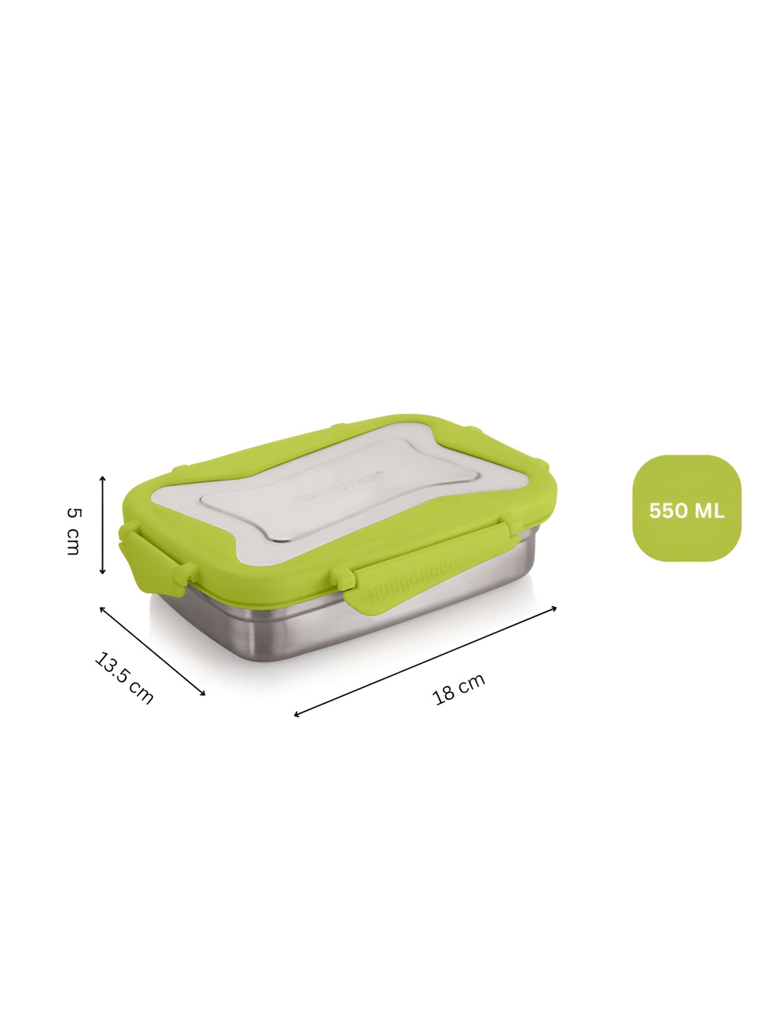 STEELLOCK Green Set of 2 Stainless Steel Airtight Leakproof Lunch Boxs - 550ml Each