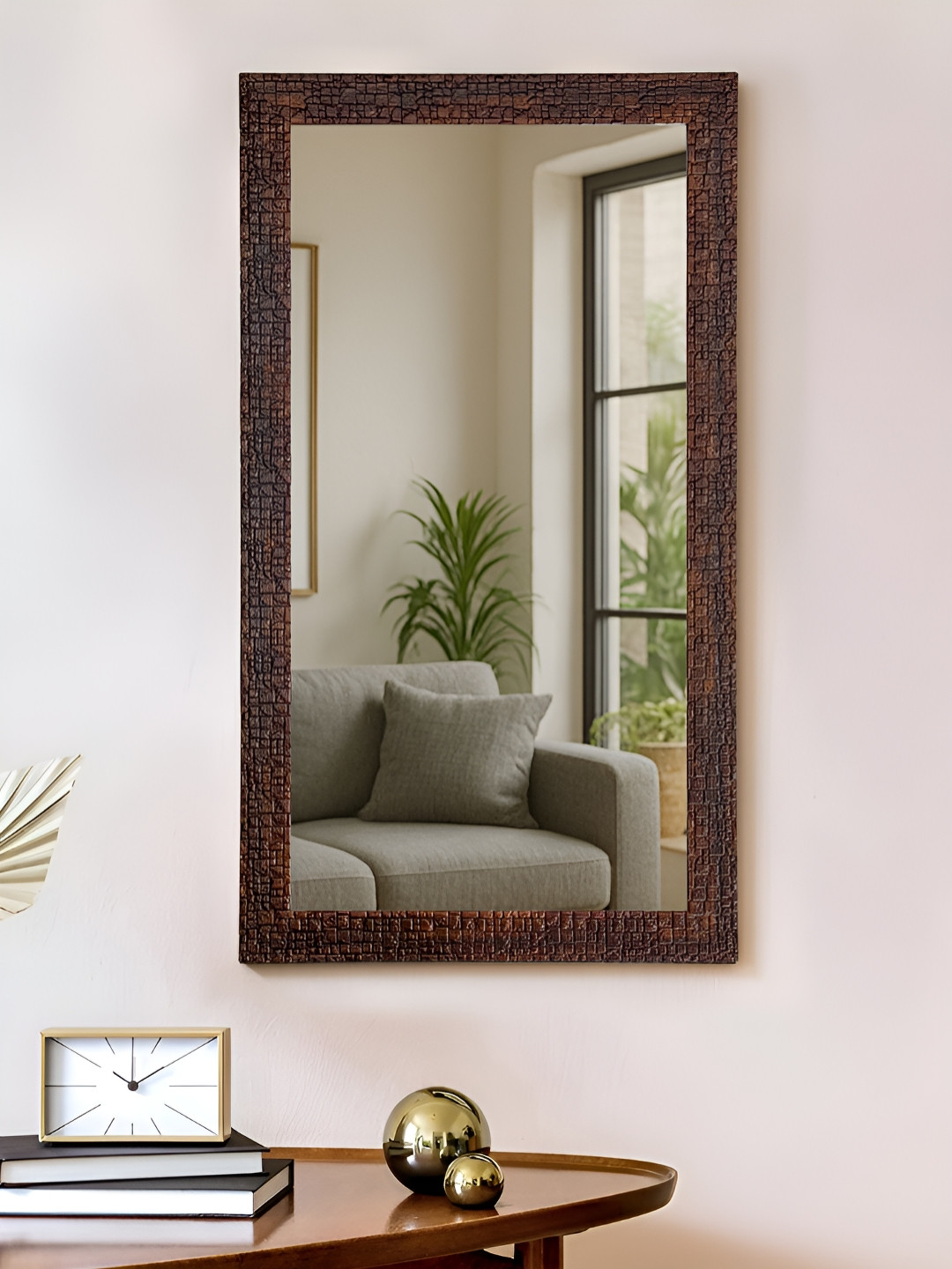 Art Street Unisex Rectangular Shaped Glass Wall Mirror With Frame